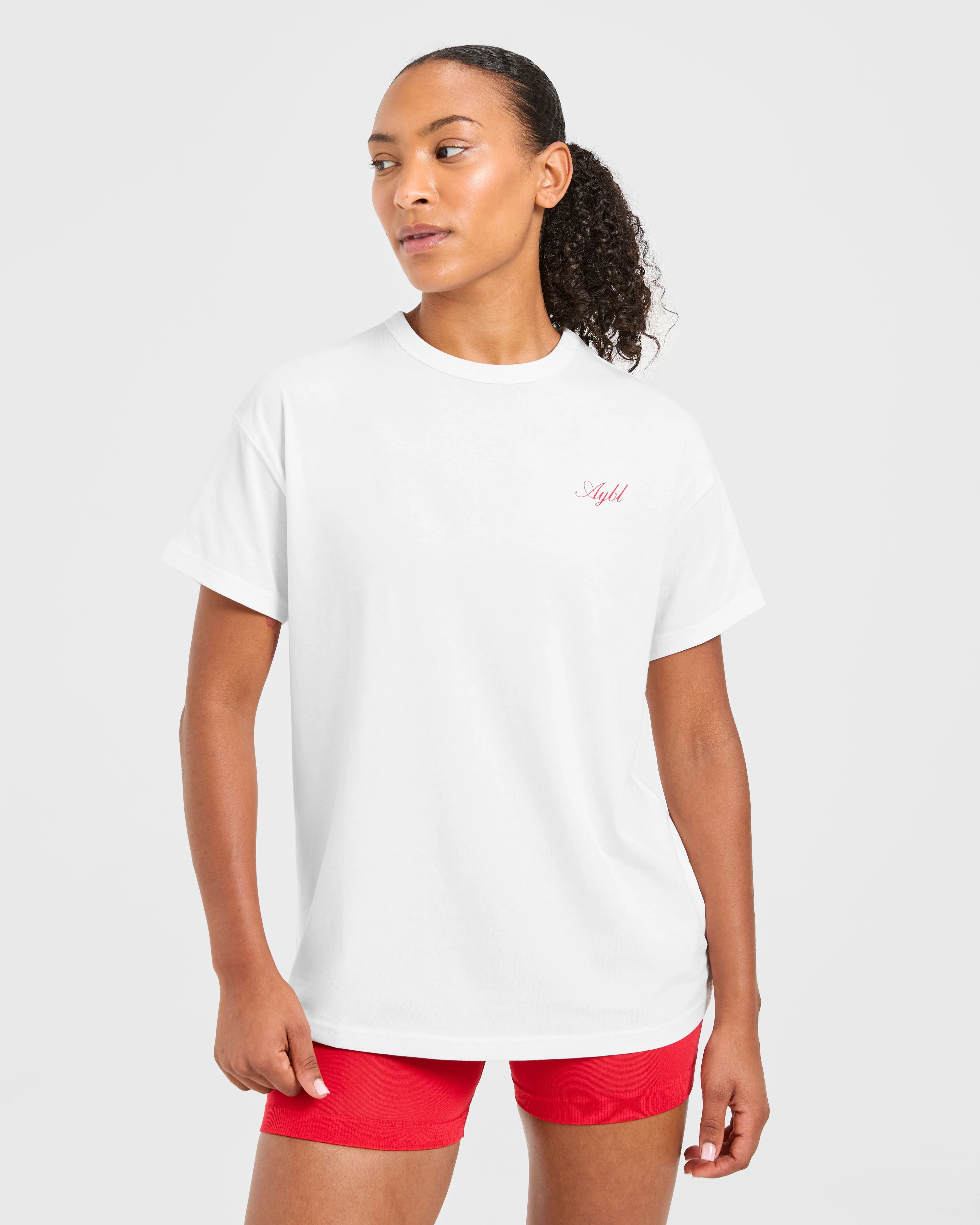 Athletics Sport Dept Oversized T Shirt - Blanc/Rouge - Image 2