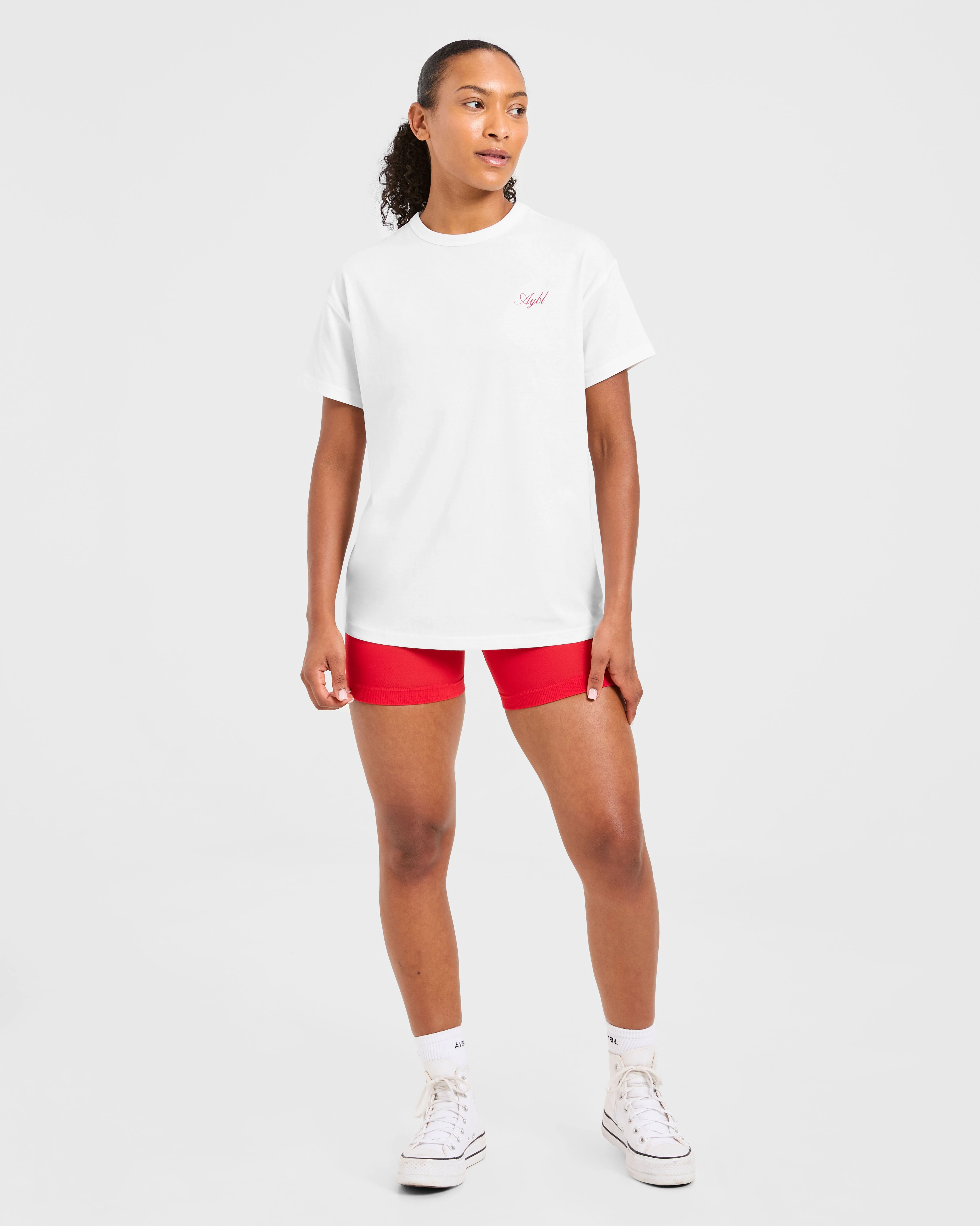Athletics Sport Dept Oversized T Shirt - Blanc/Rouge - Image 3