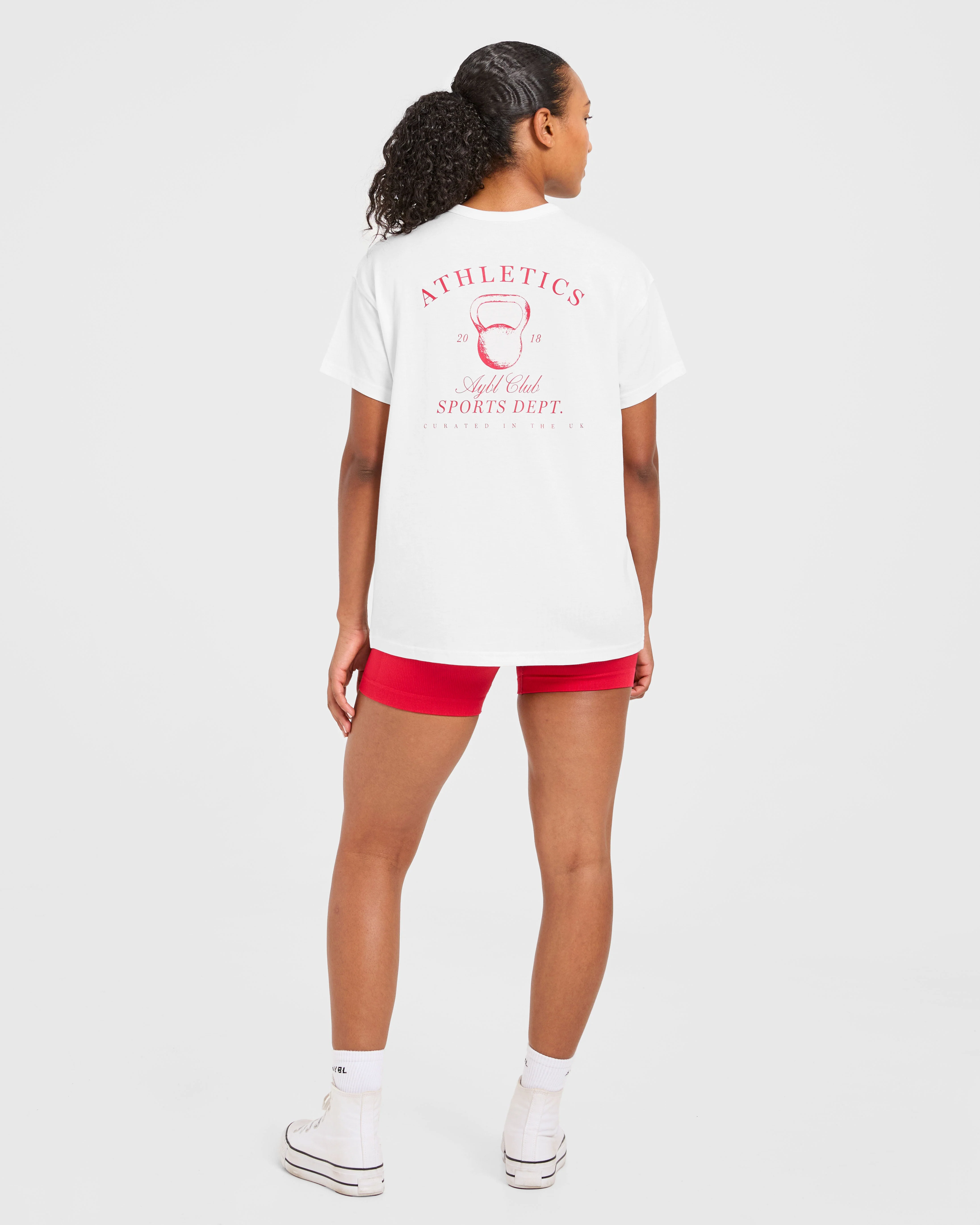 Athletics Sport Dept Oversized T Shirt - Blanc/Rouge - Image 4
