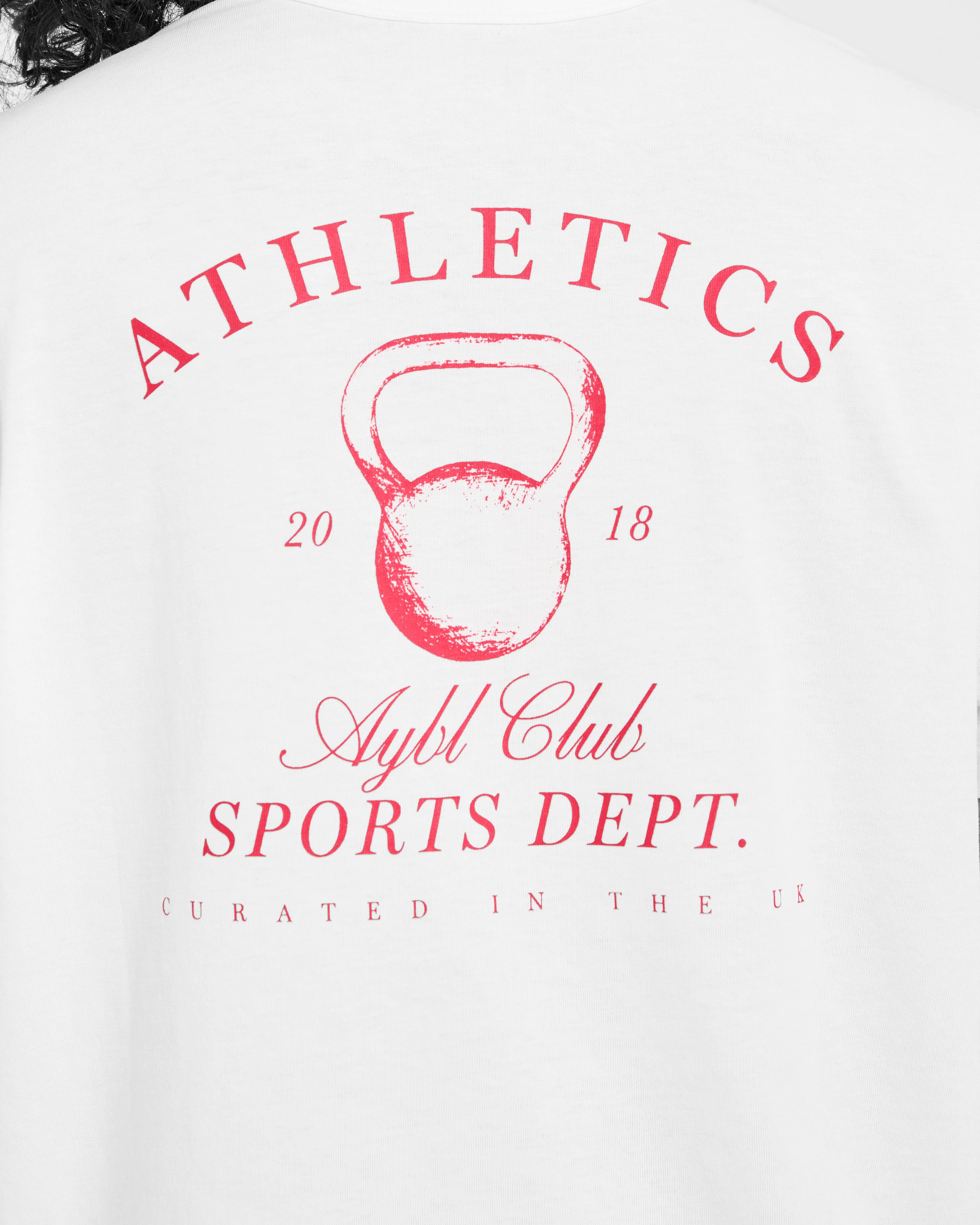 Athletics Sport Dept Oversized T Shirt - Blanc/Rouge - Image 6