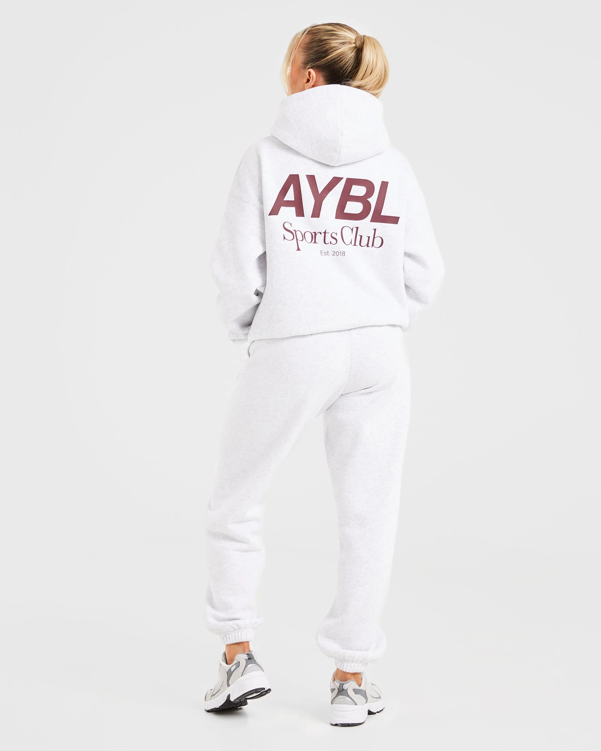 AYBL Sports Club Oversized Hoodie - Gris Marl/Burgundy - Image 4