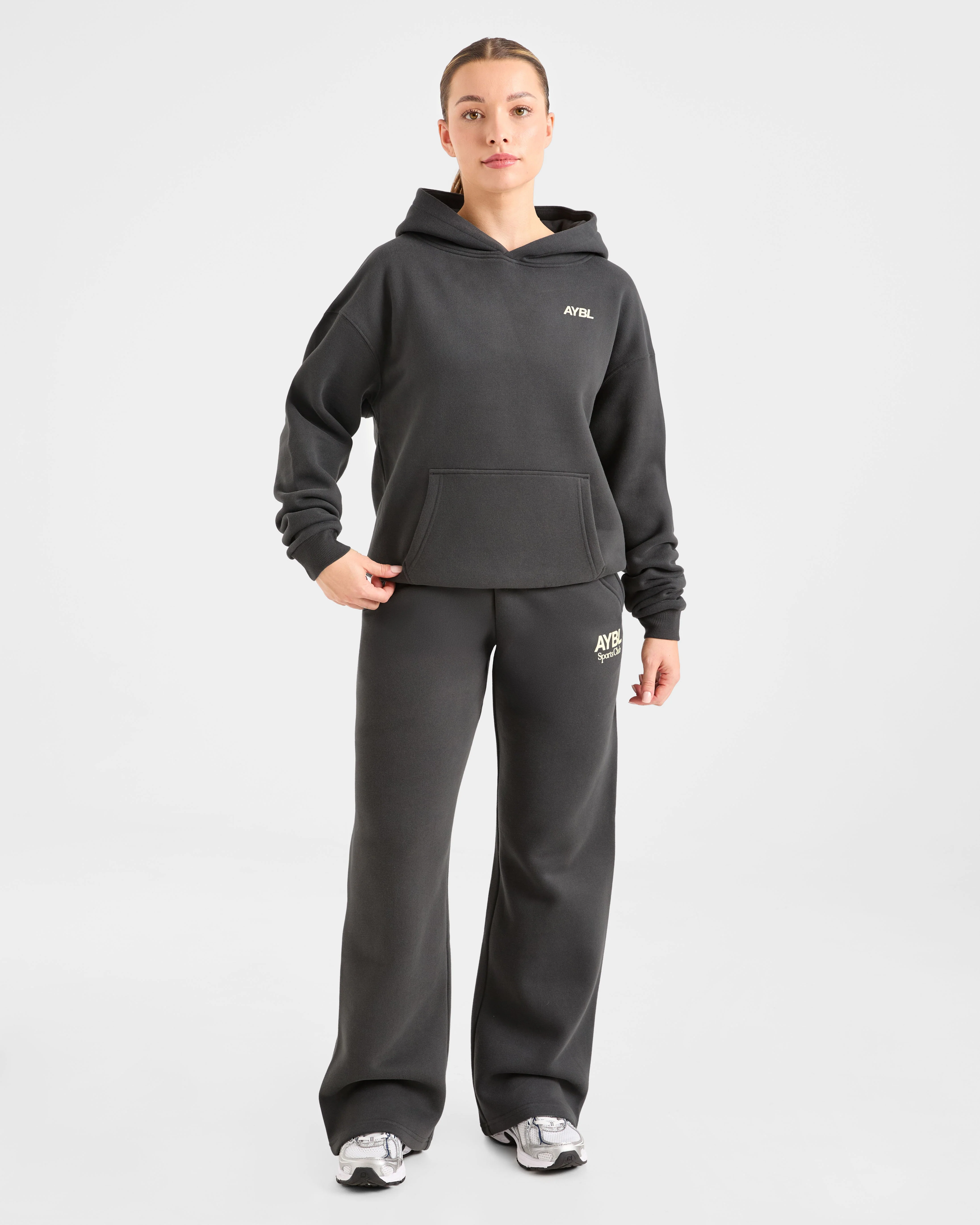 AYBL Sports Club Oversized Straight Leg Joggers - Charcoal/Jaune - Image 3