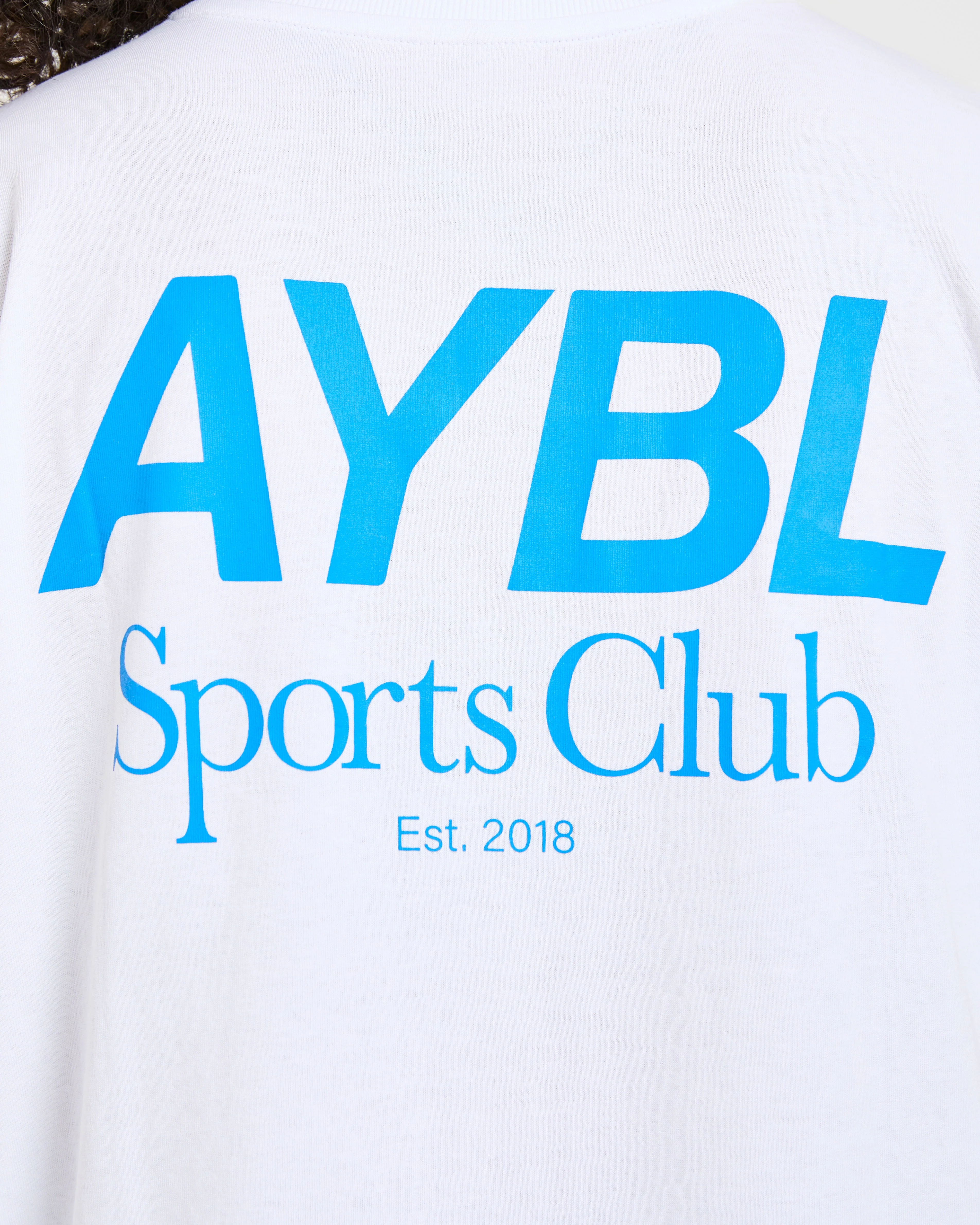 AYBL Sports Club Oversized T Shirt - Blanc/Cobalt - Image 6