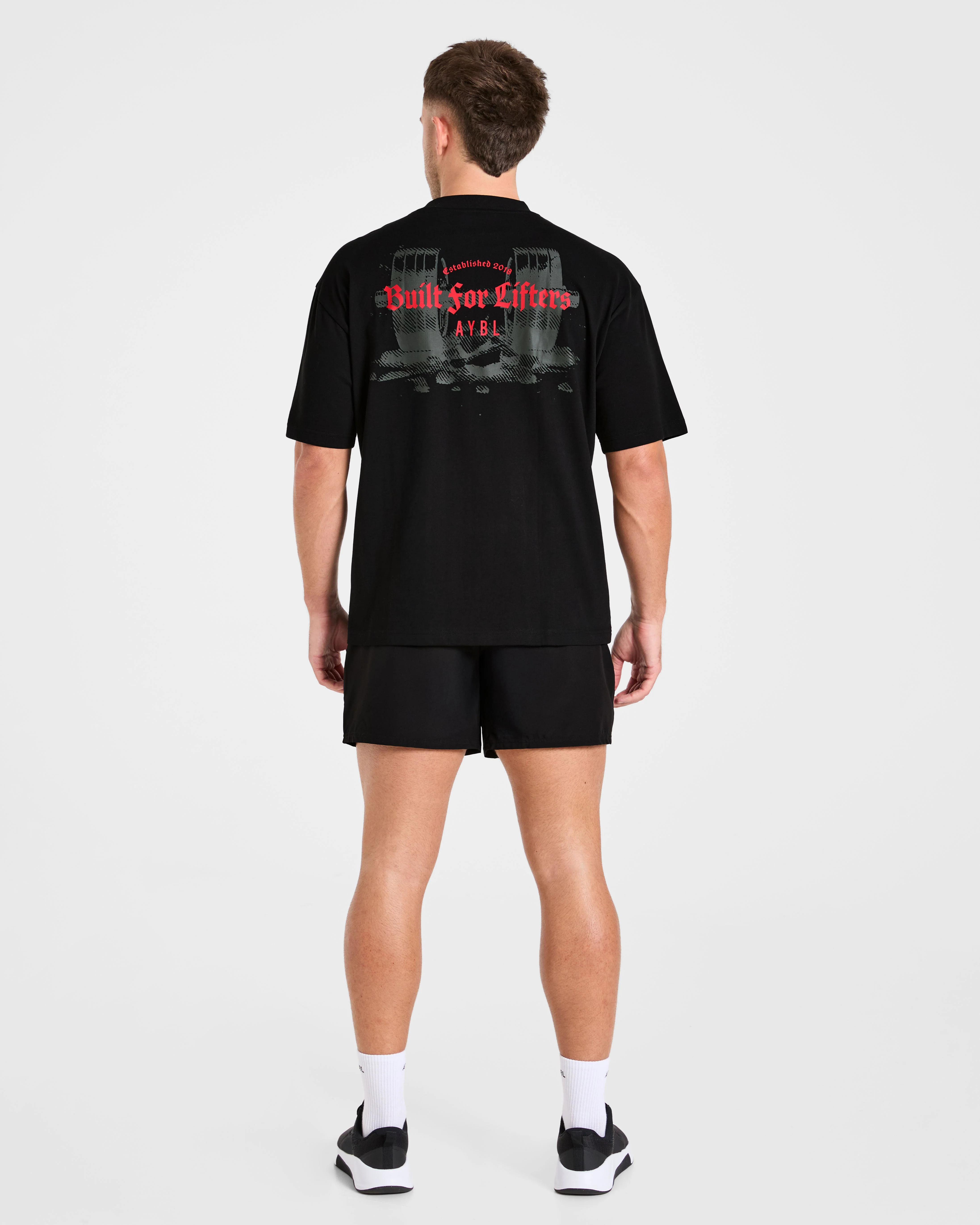 Built for Lifters Oversized T Shirt - Noir/Rouge - Image 4