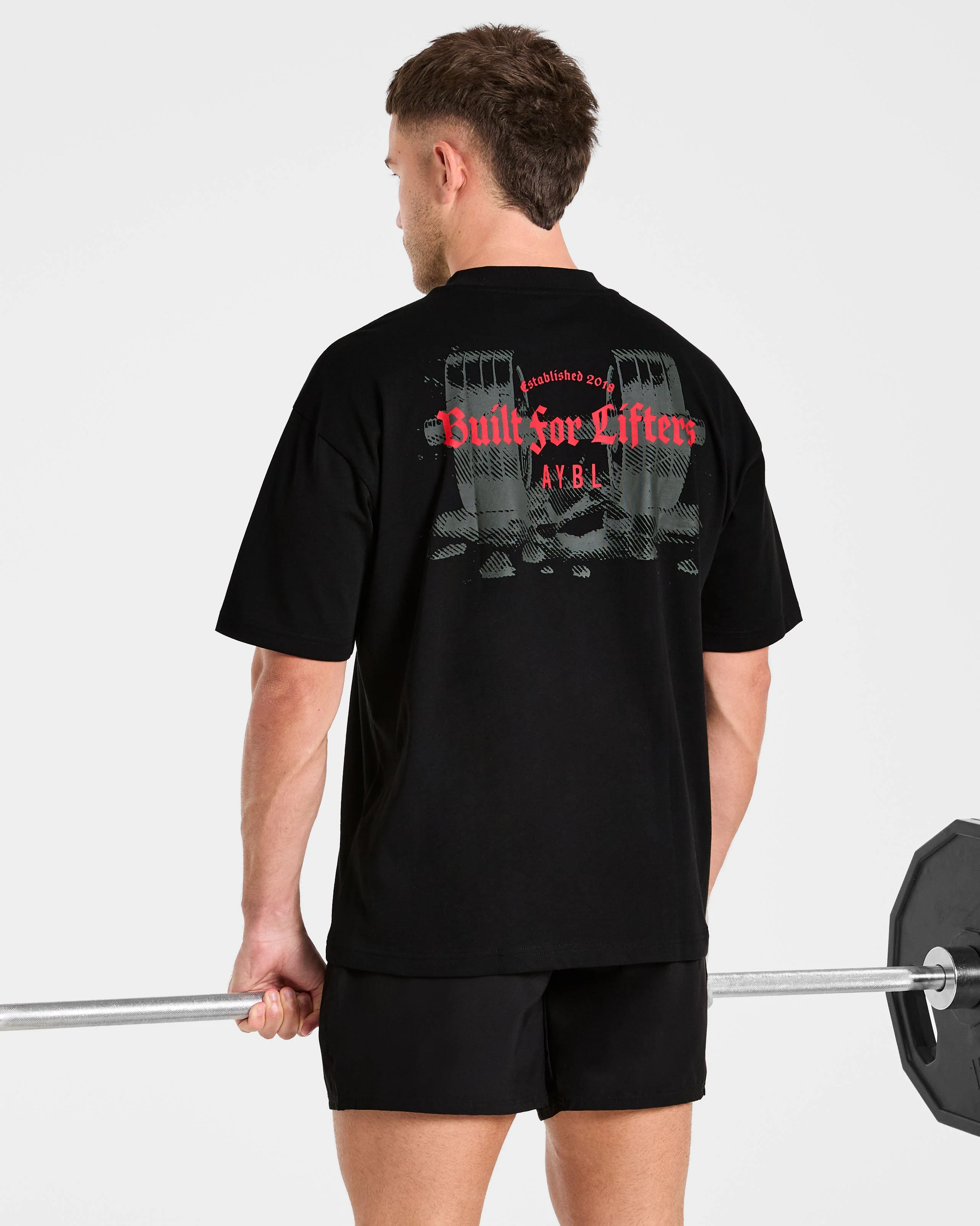Built for Lifters Oversized T Shirt - Noir/Rouge - Image 7