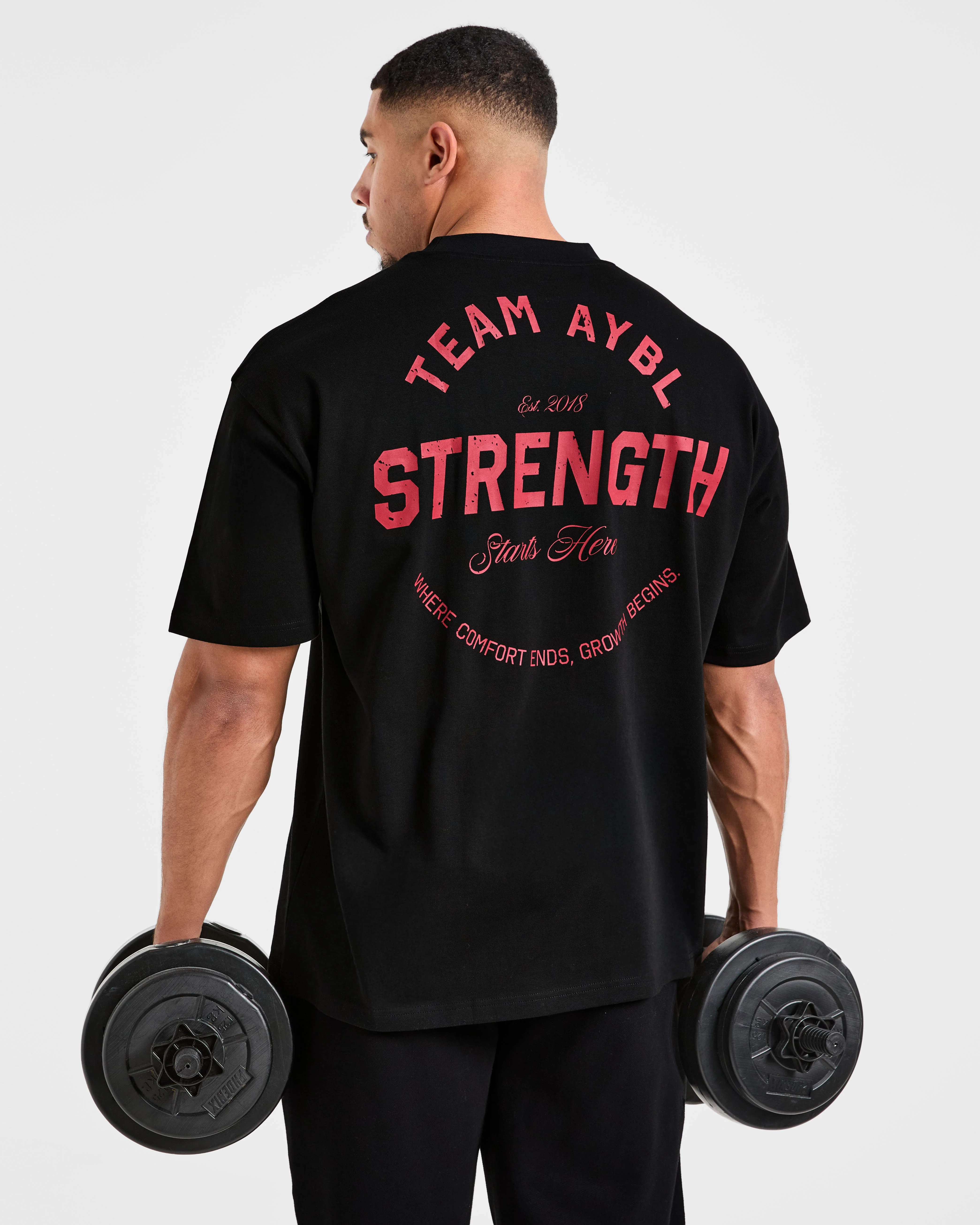 Cam Kissel x Strength Starts Here Oversized T Shirt - Noir/Rouge - Image 8