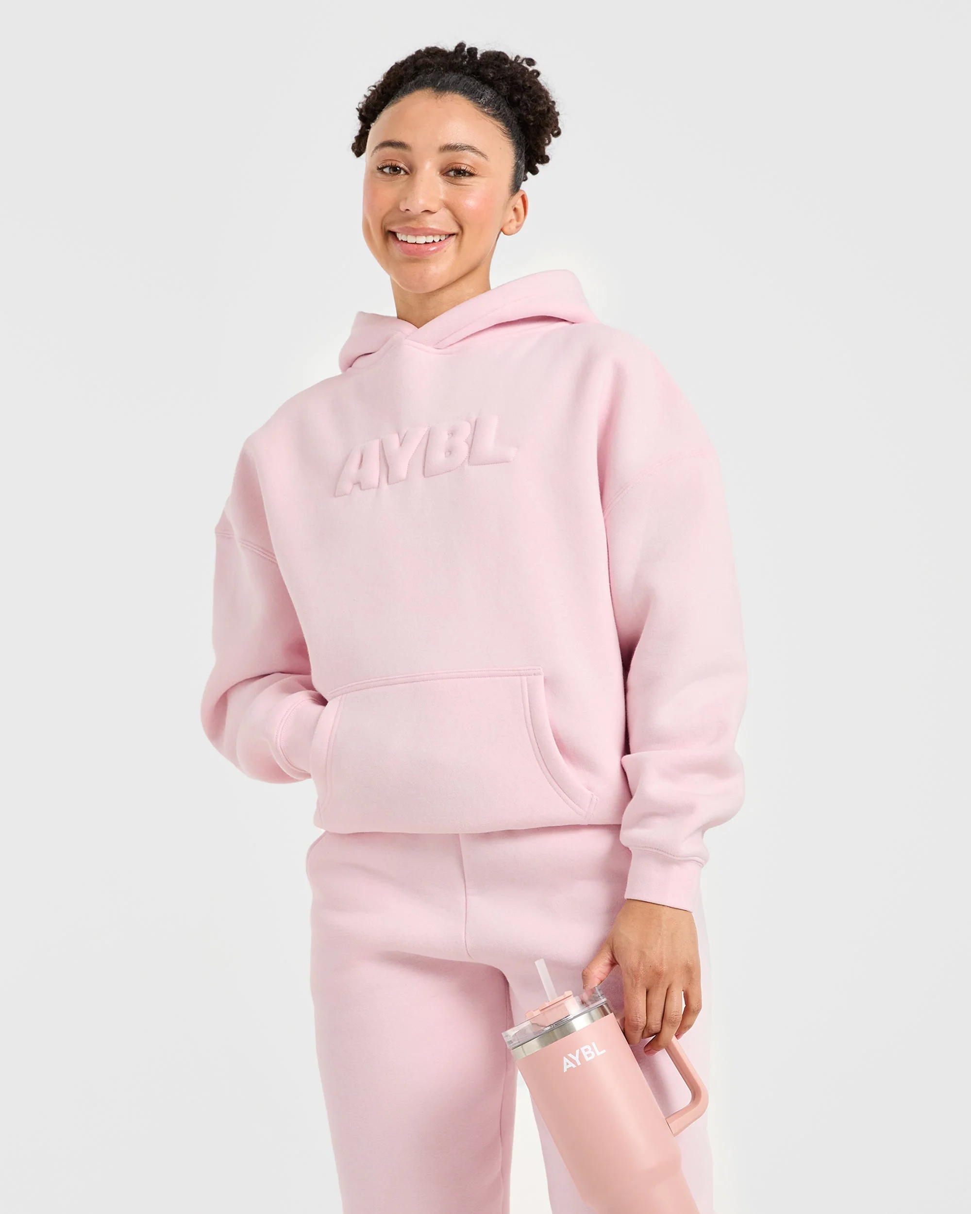 Classic Plush Oversized Hoodie - Pastel Rose - Image 8