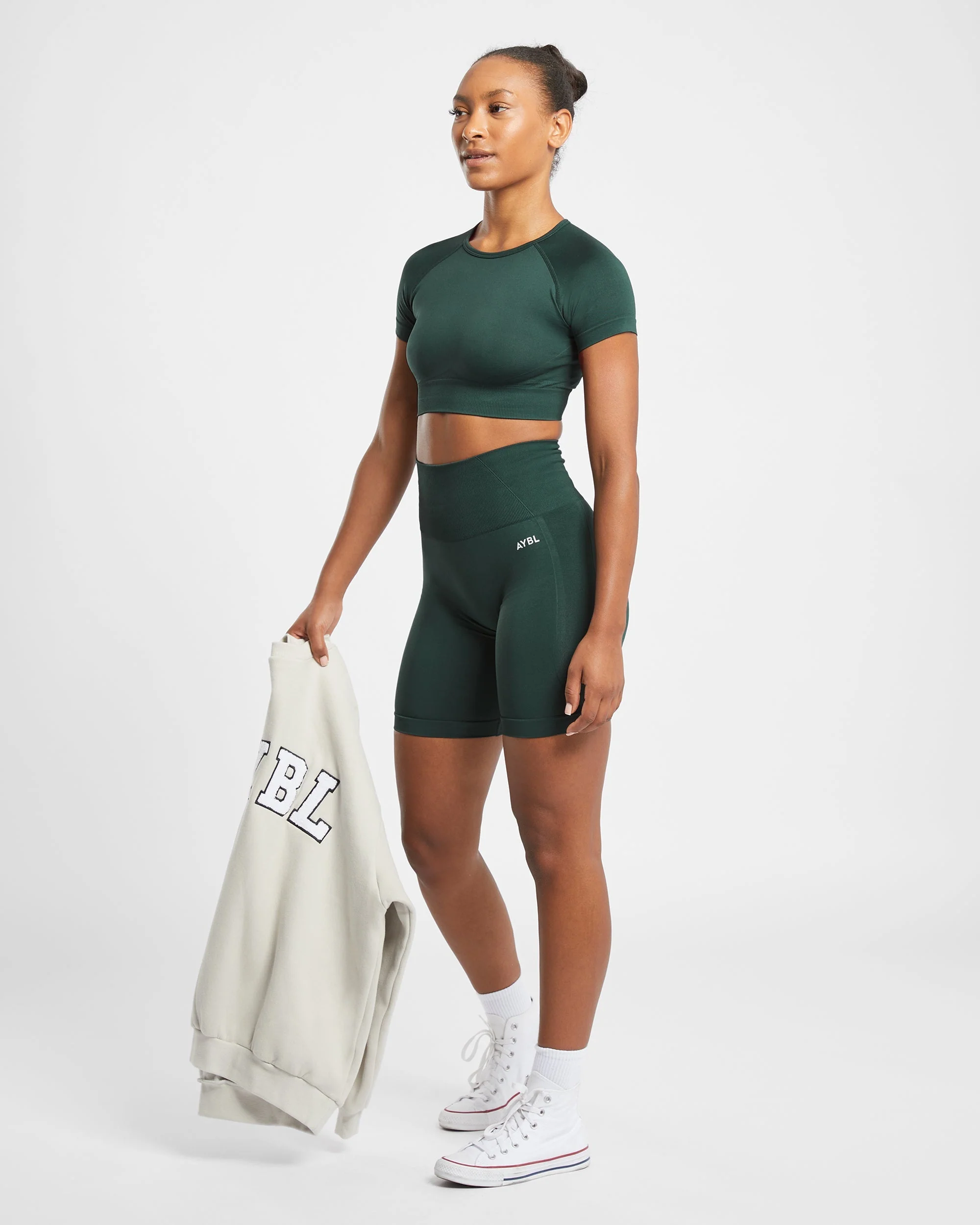 Empower Seamless Crop Top - Dark Vert - Image 8