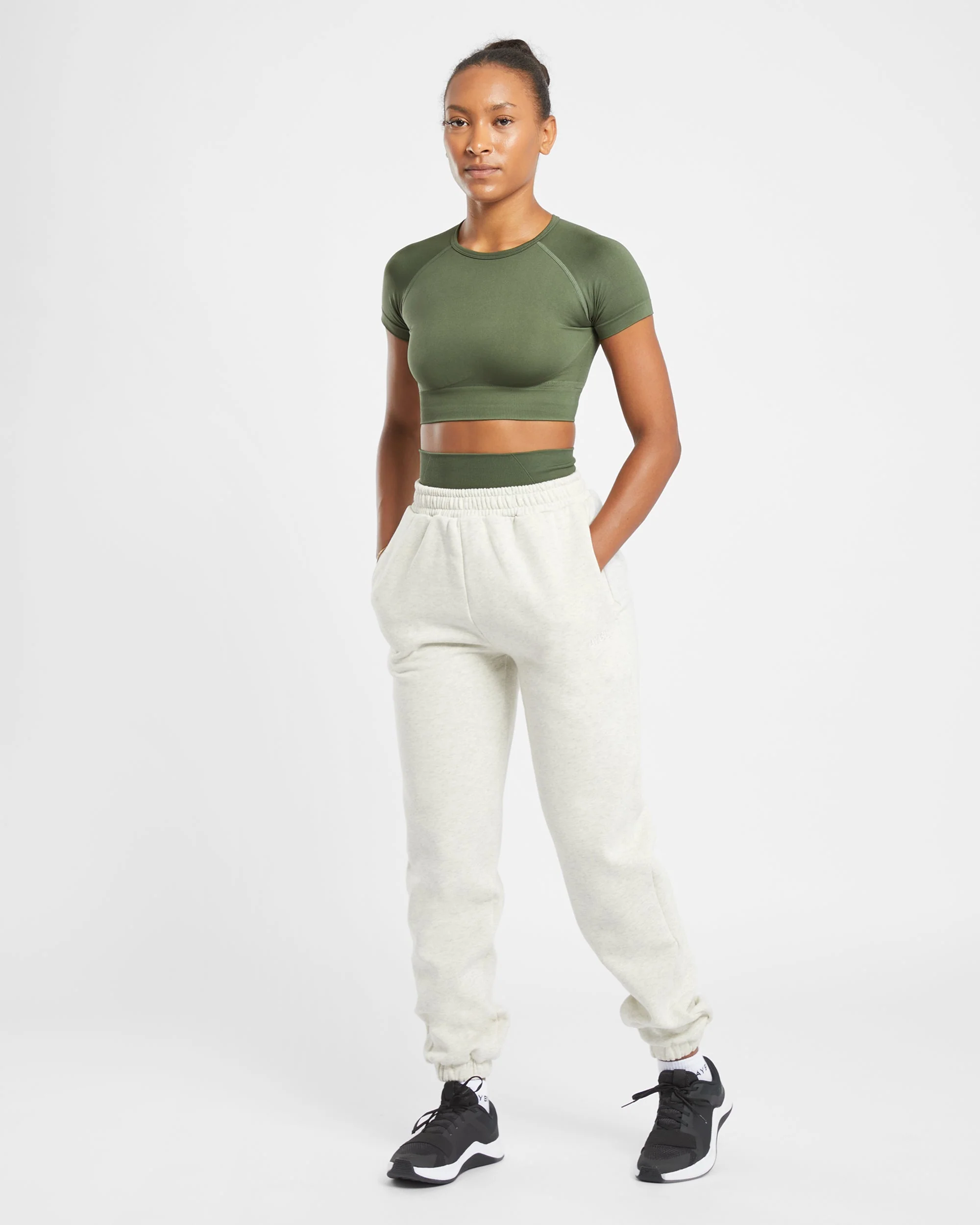 Empower Seamless Crop Top - Khaki Vert - Image 8