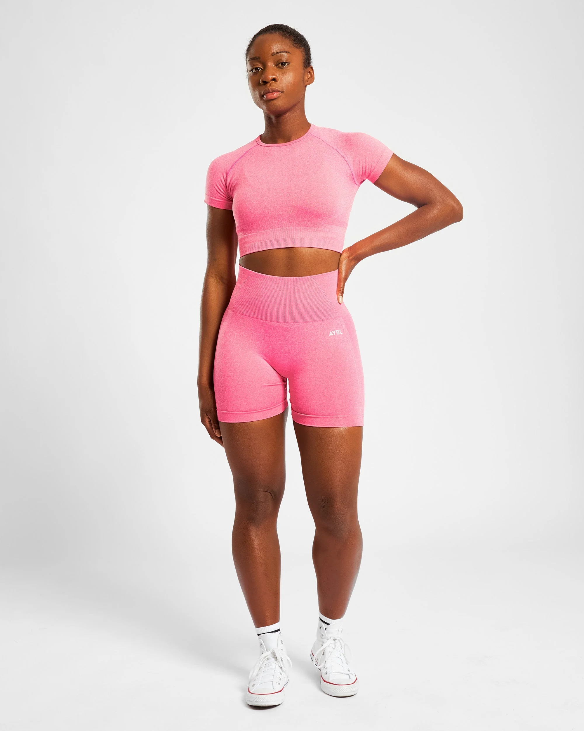 Empower Seamless Crop Top - Rose Marl - Image 11