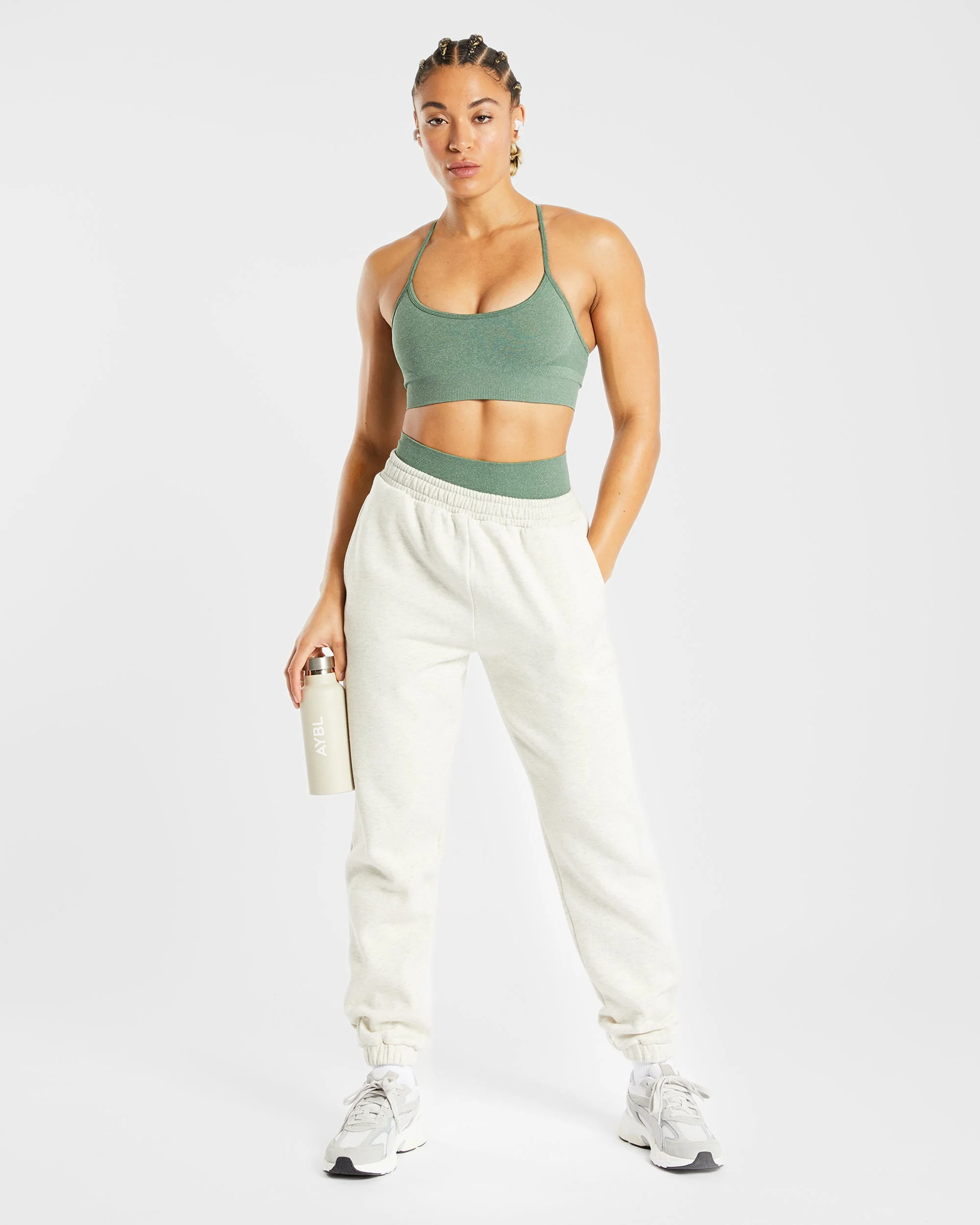 Empower Seamless Sports Bra - Olive Marl - Image 8