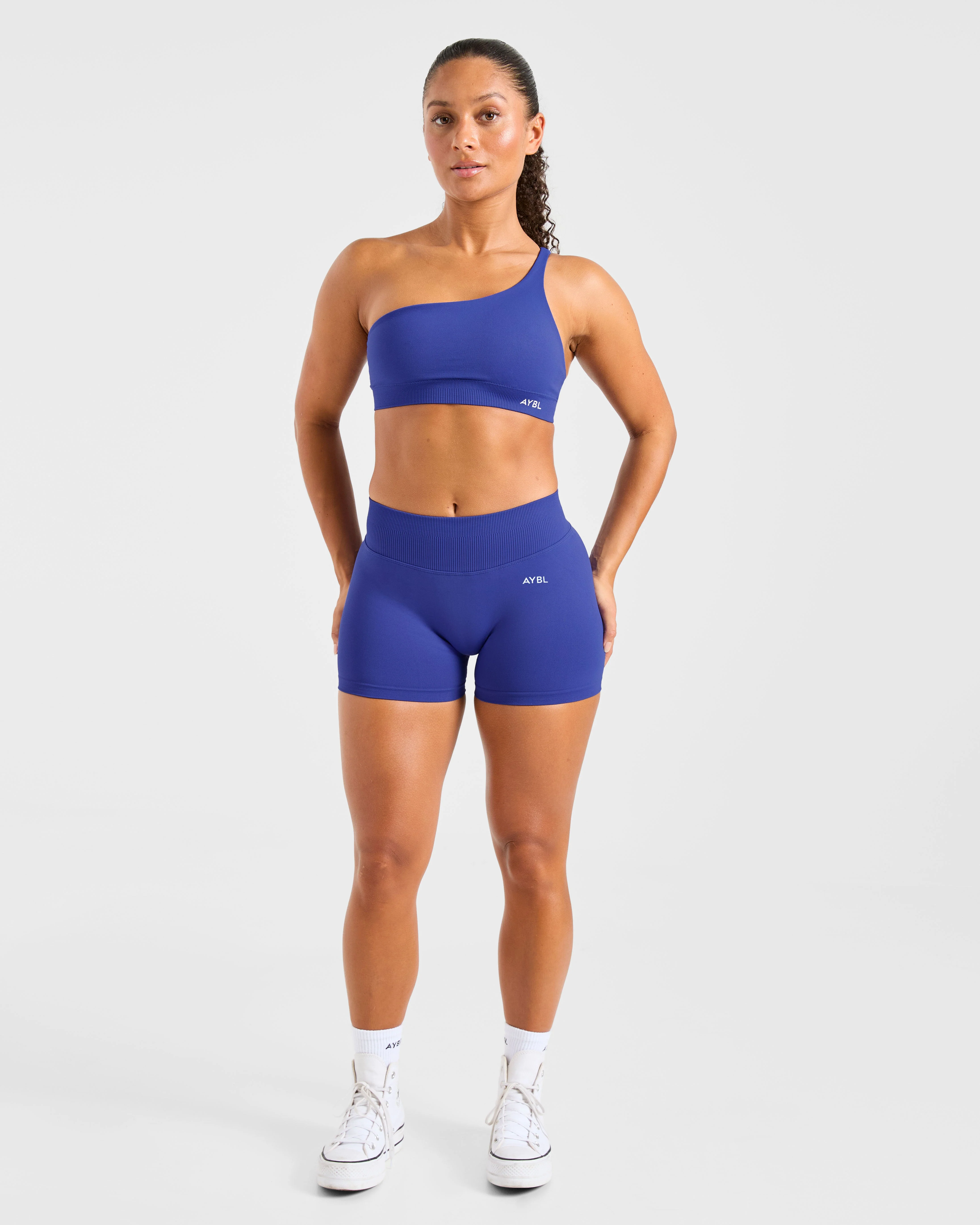 Enhance Seamless One Shoulder Sports Bra - Cobalt Bleu - Image 3