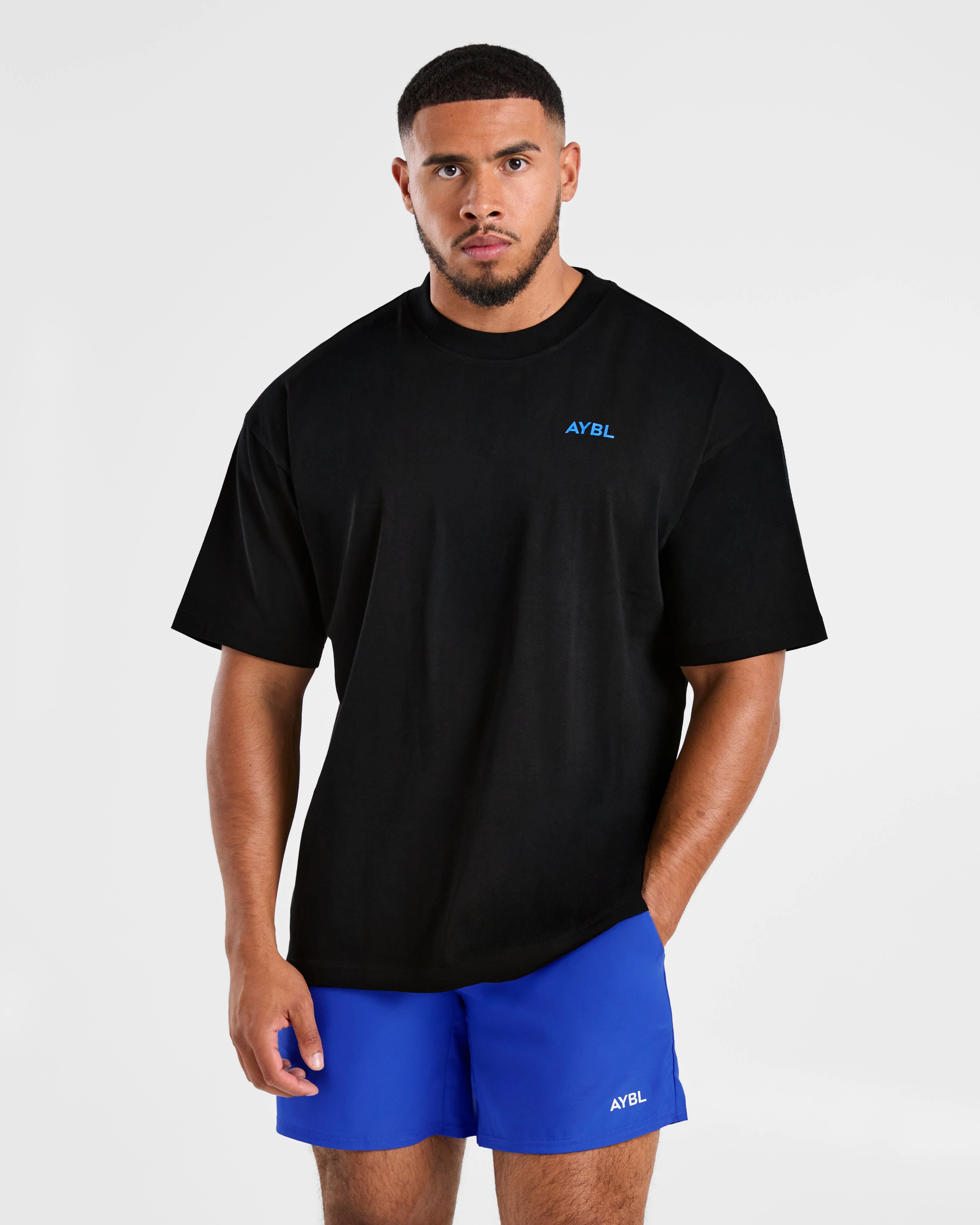 Essential Oversized T Shirt - Noir/Cobalt - Image 2