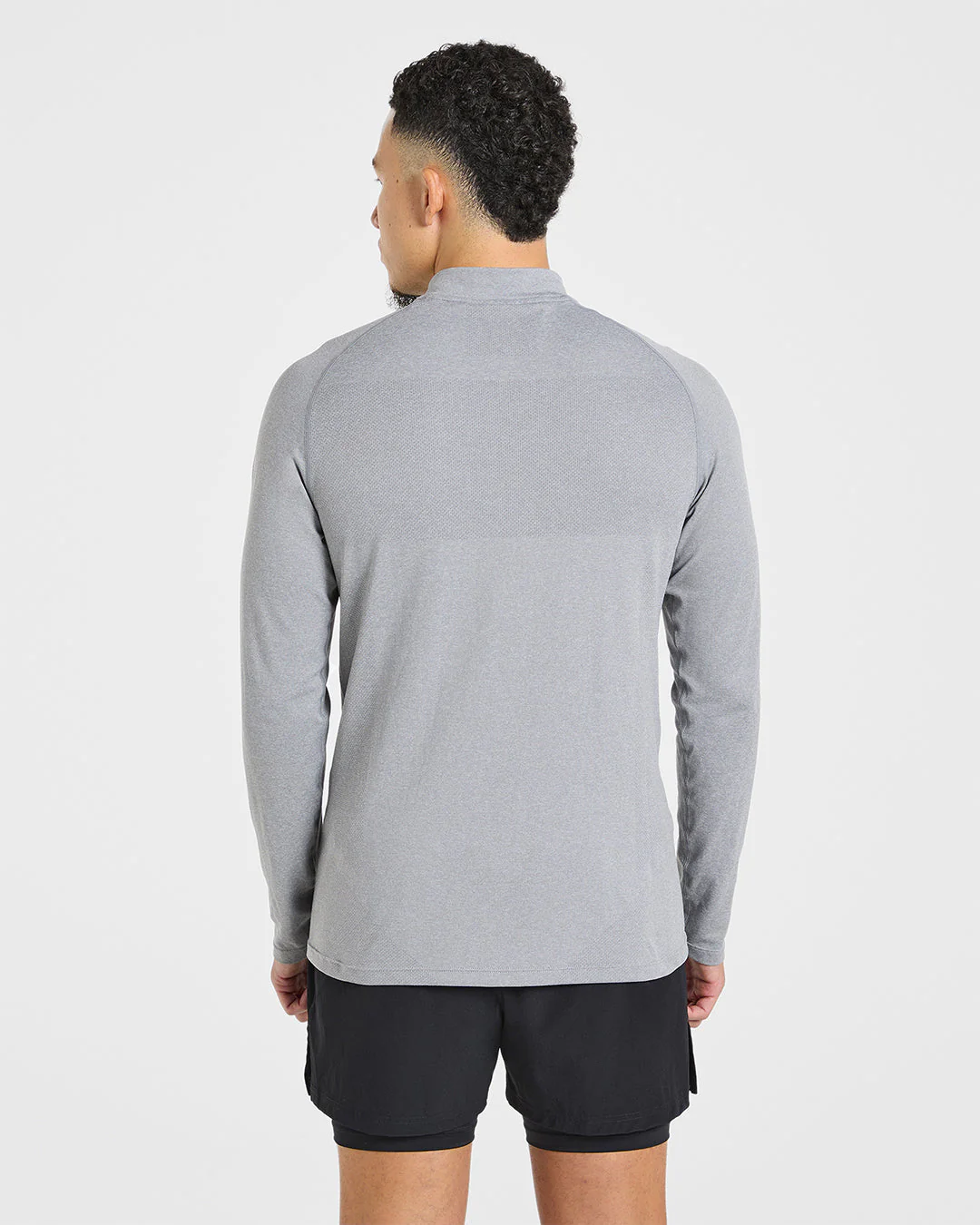 Essential Seamless 1/4 Zip Pullover - Gris Marl - Image 2
