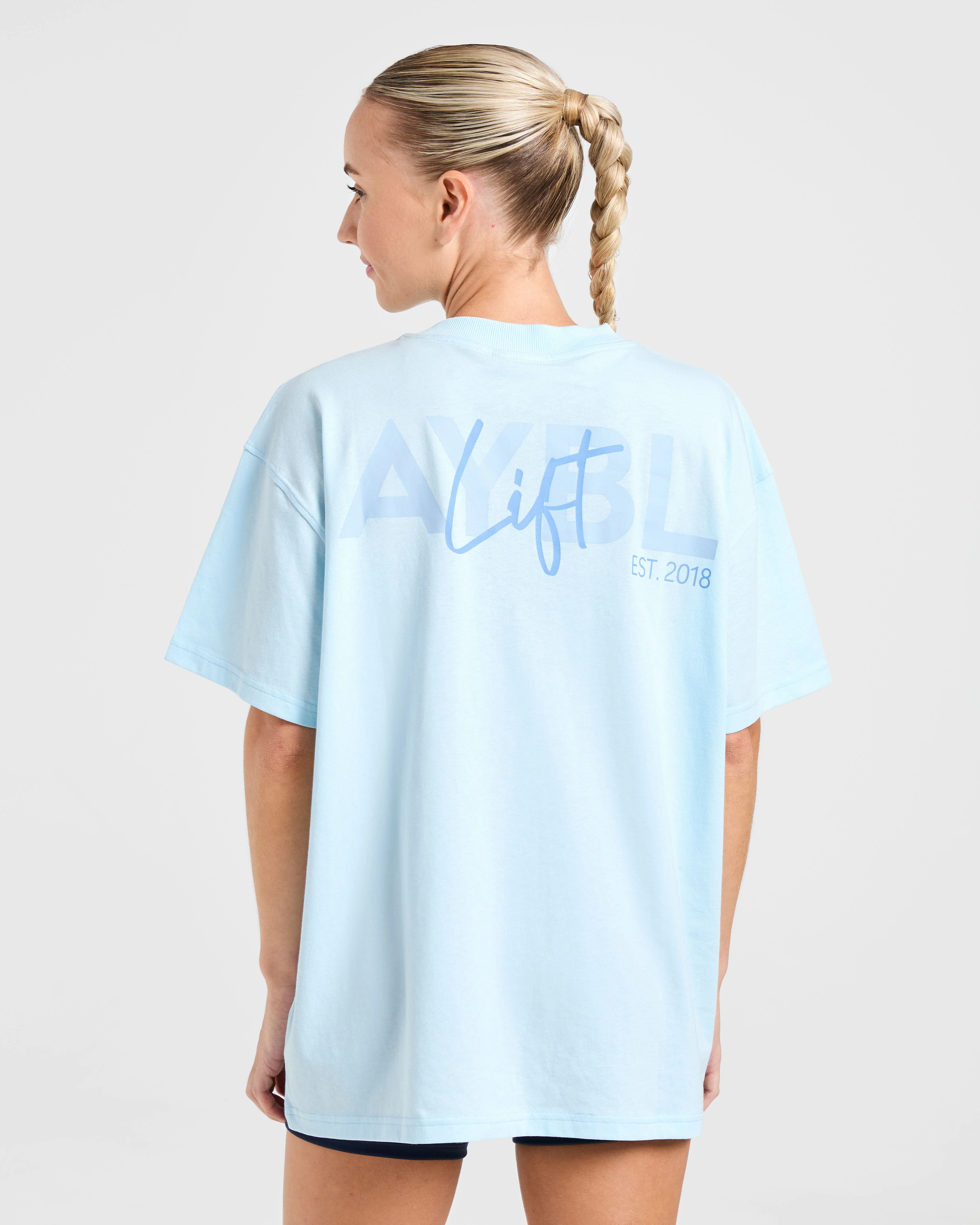 Lift Graphic Oversized T Shirt - Baby Bleu