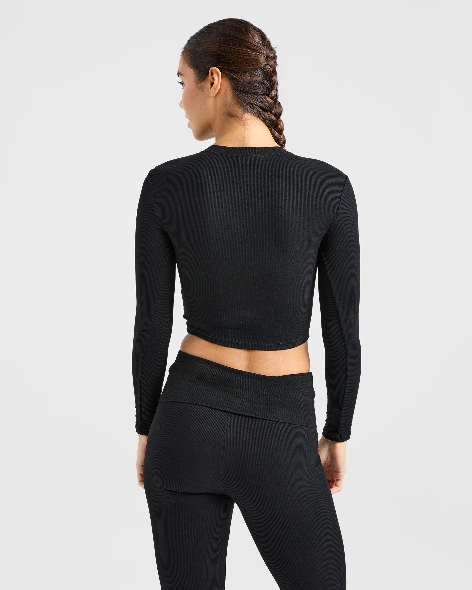 Lounge Ribbed Long Sleeve - Noir - Image 2