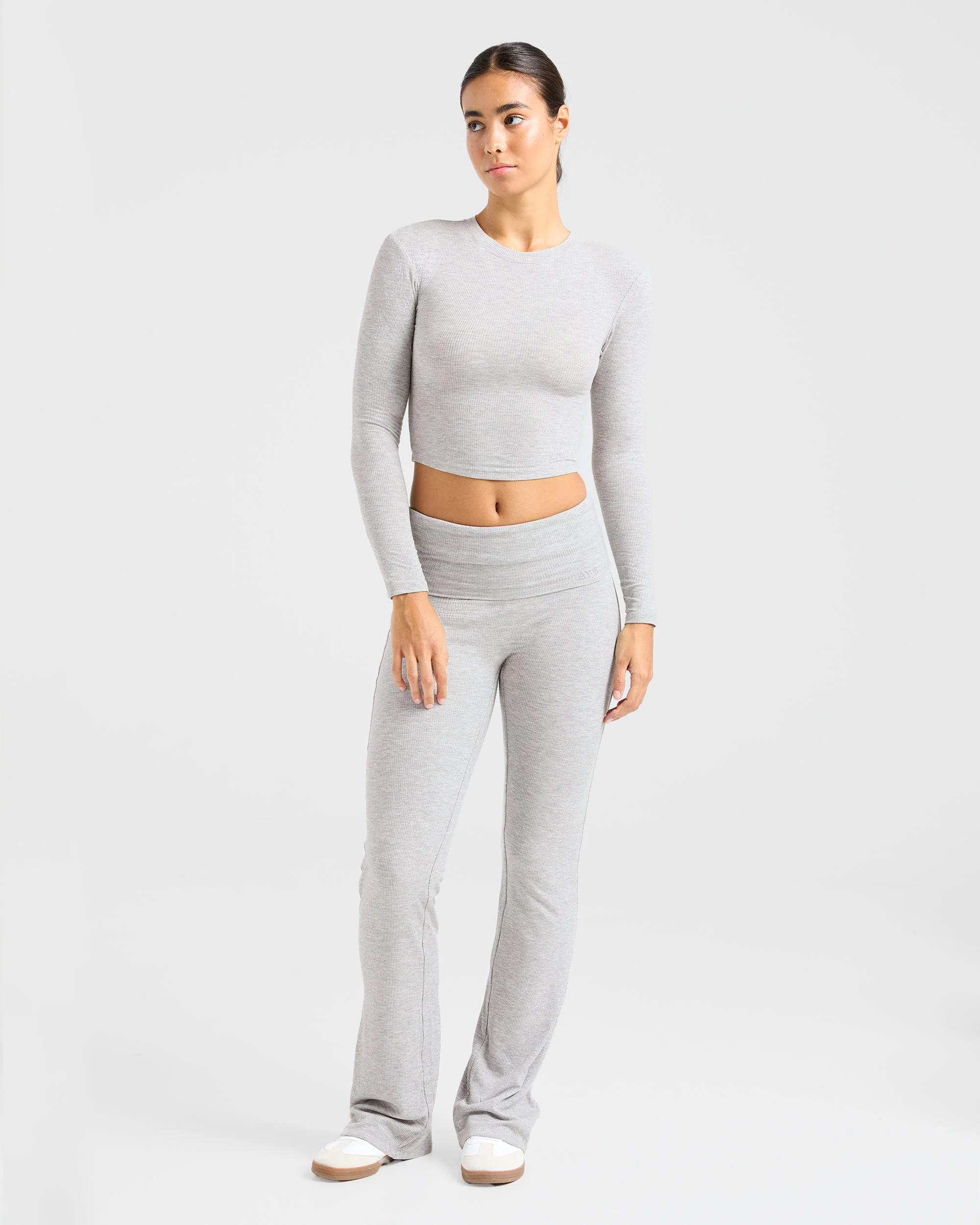 Lounge Ribbed Long Sleeve - Gris Marl - Image 3