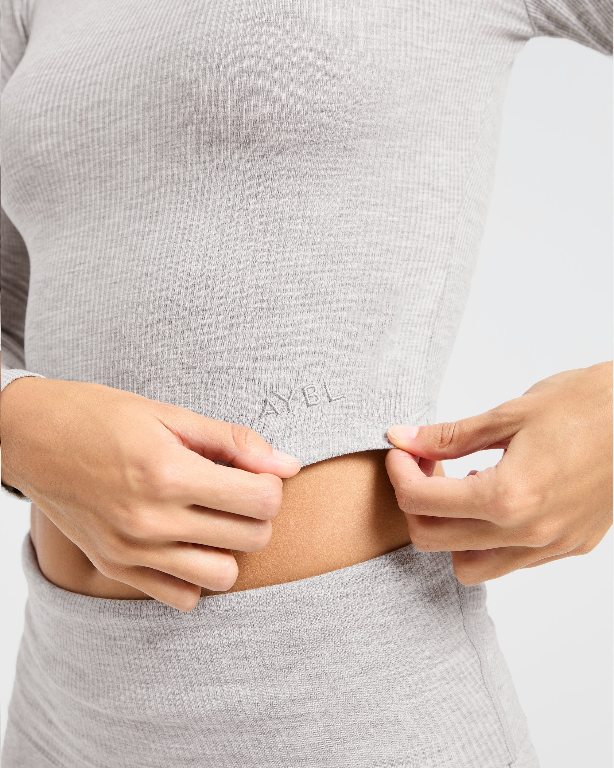 Lounge Ribbed Long Sleeve - Gris Marl - Image 5