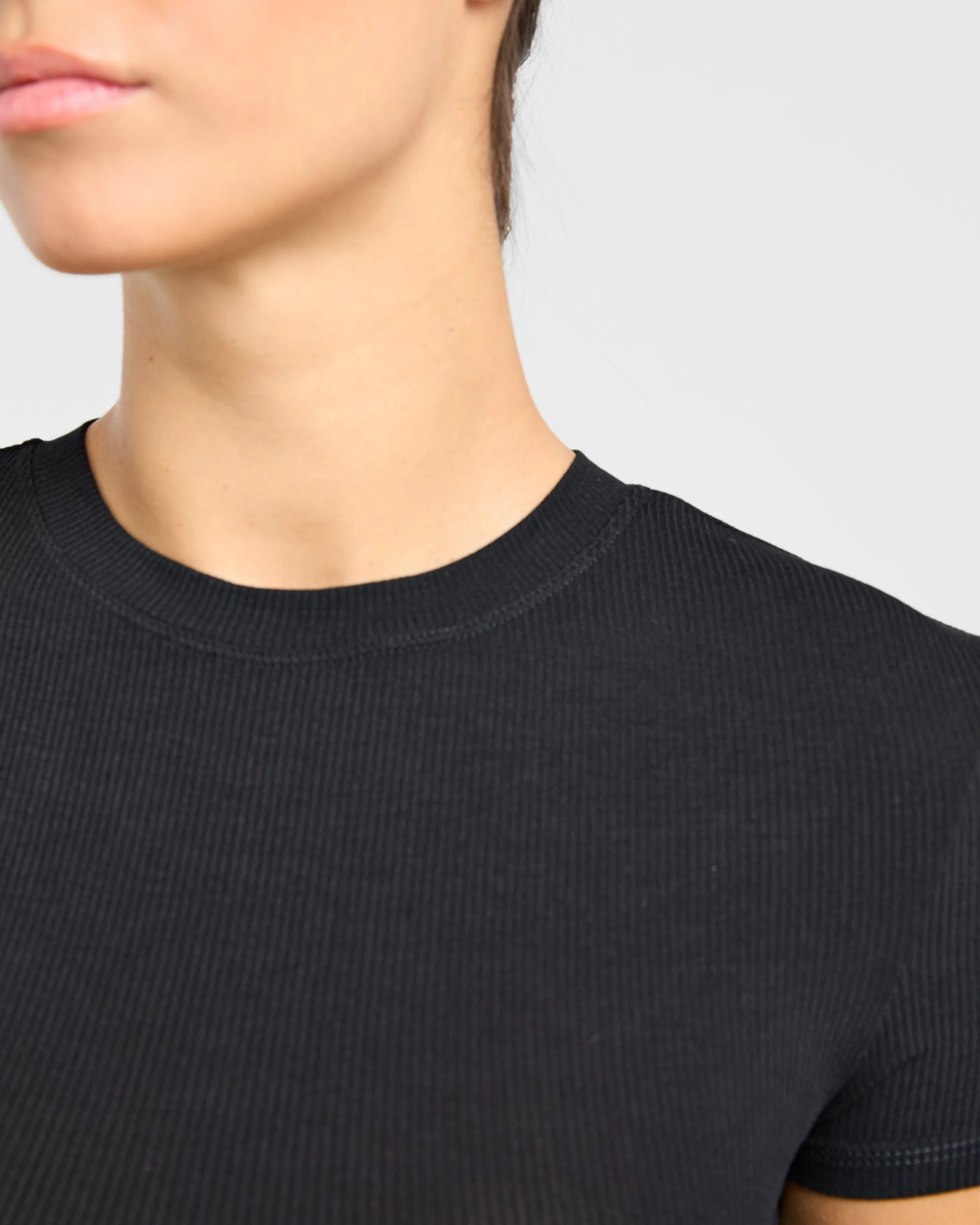Lounge Ribbed T Shirt - Noir - Image 6