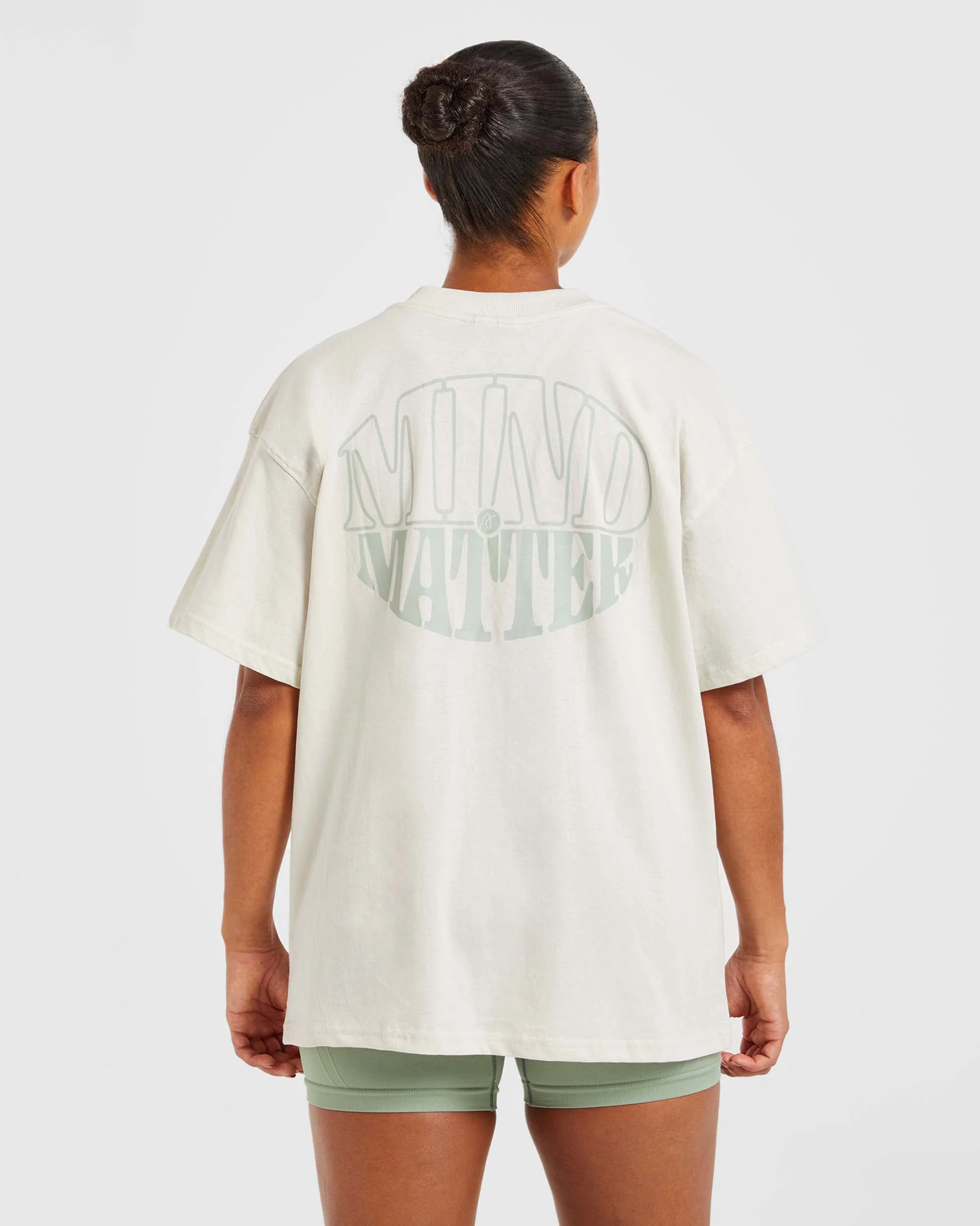 Mind Over Matter Oversized T Shirt - Beige/Vert