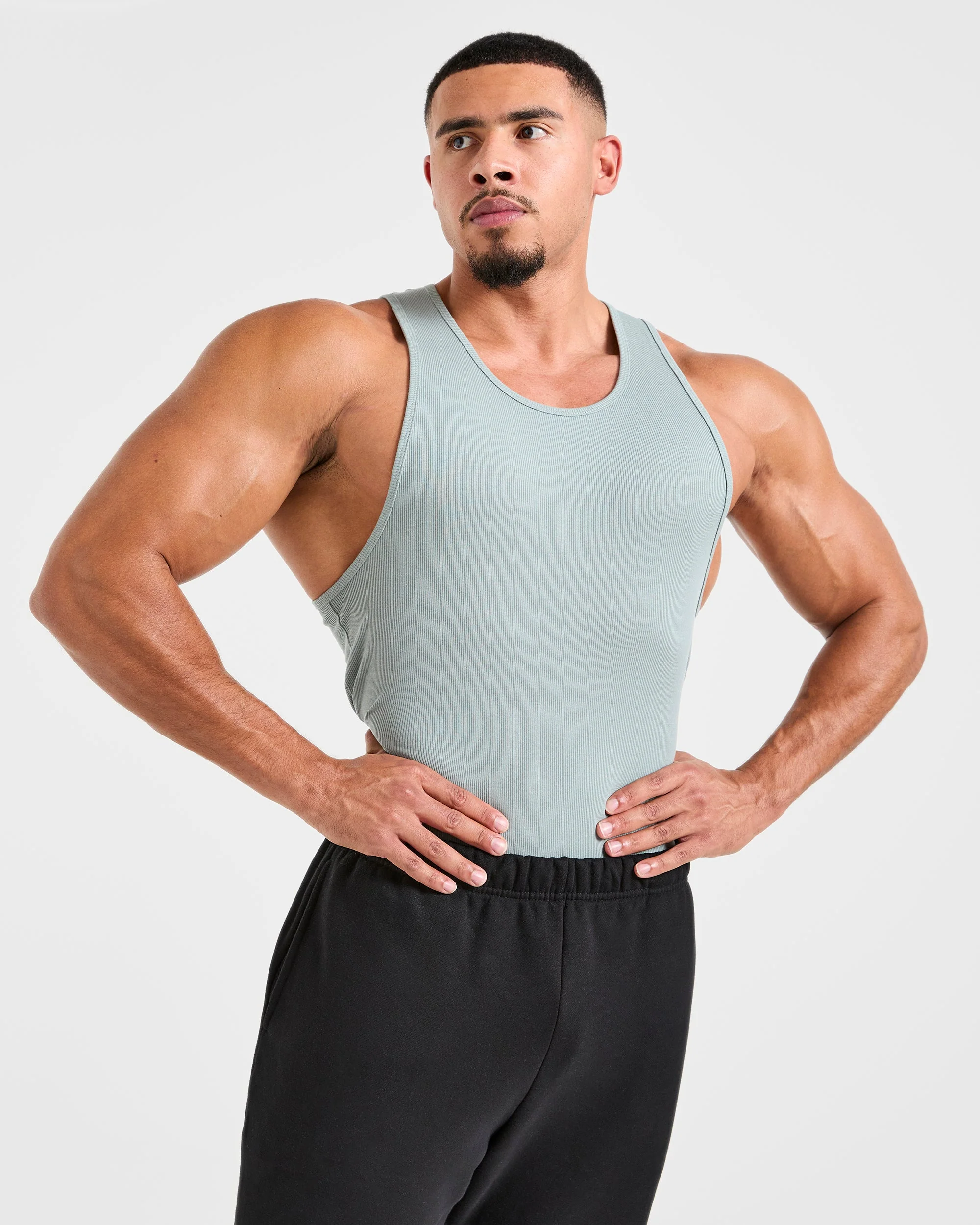 Muscle Ribbed Tank - Stone Bleu - Image 7