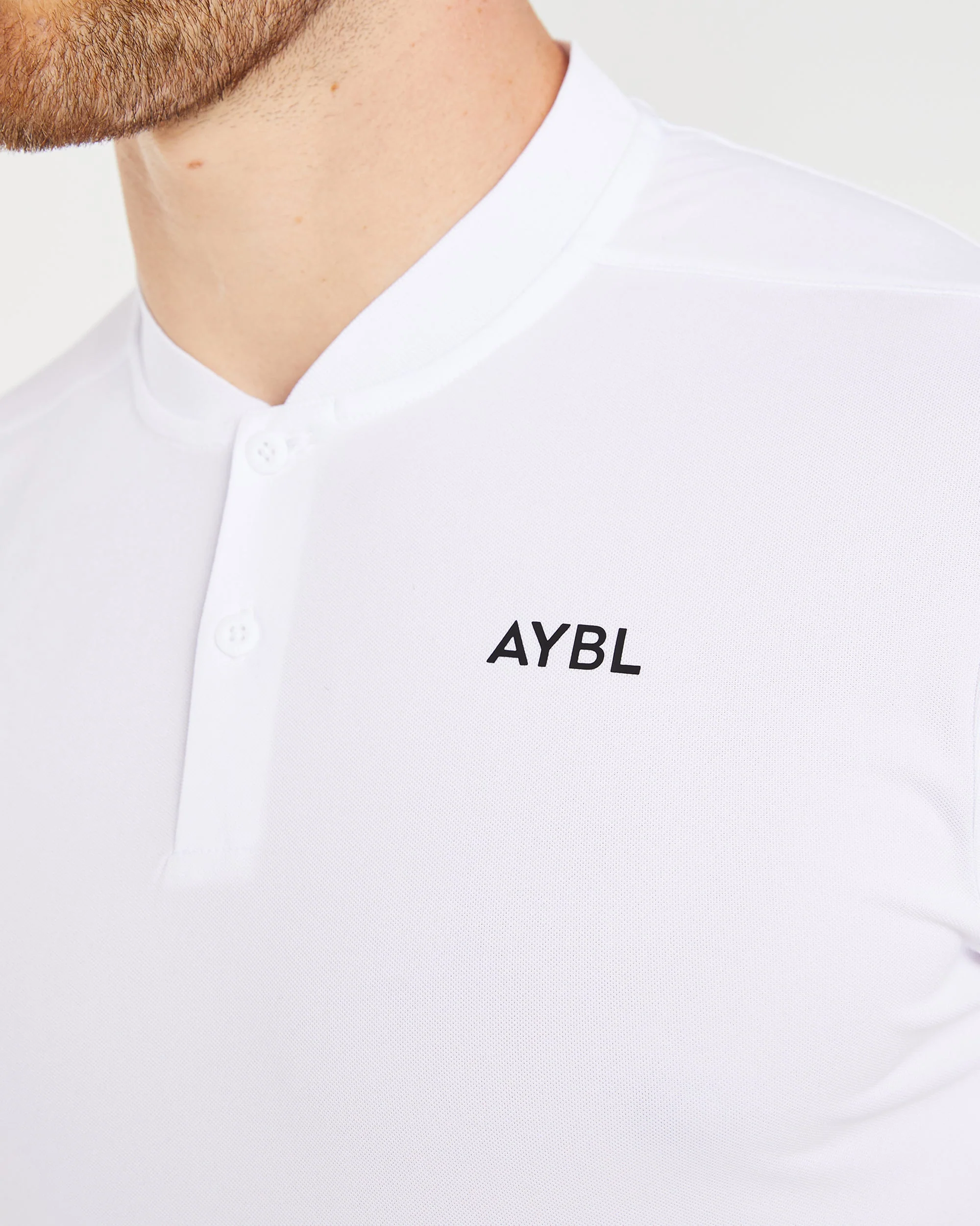Performance Collarless Polo Shirt - Blanc - Image 5
