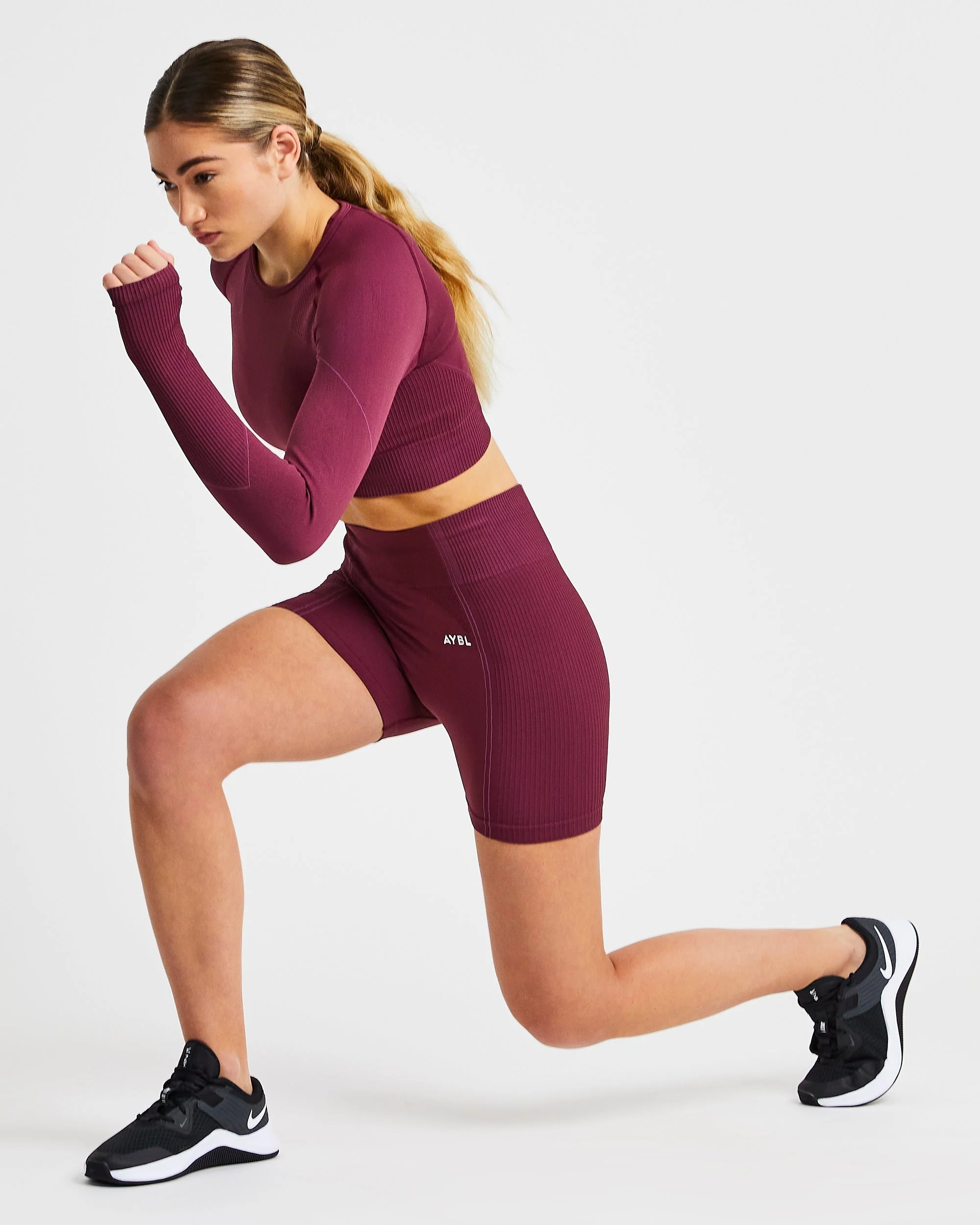 Reflex Seamless Long Sleeve Crop Top - Plum - Image 6