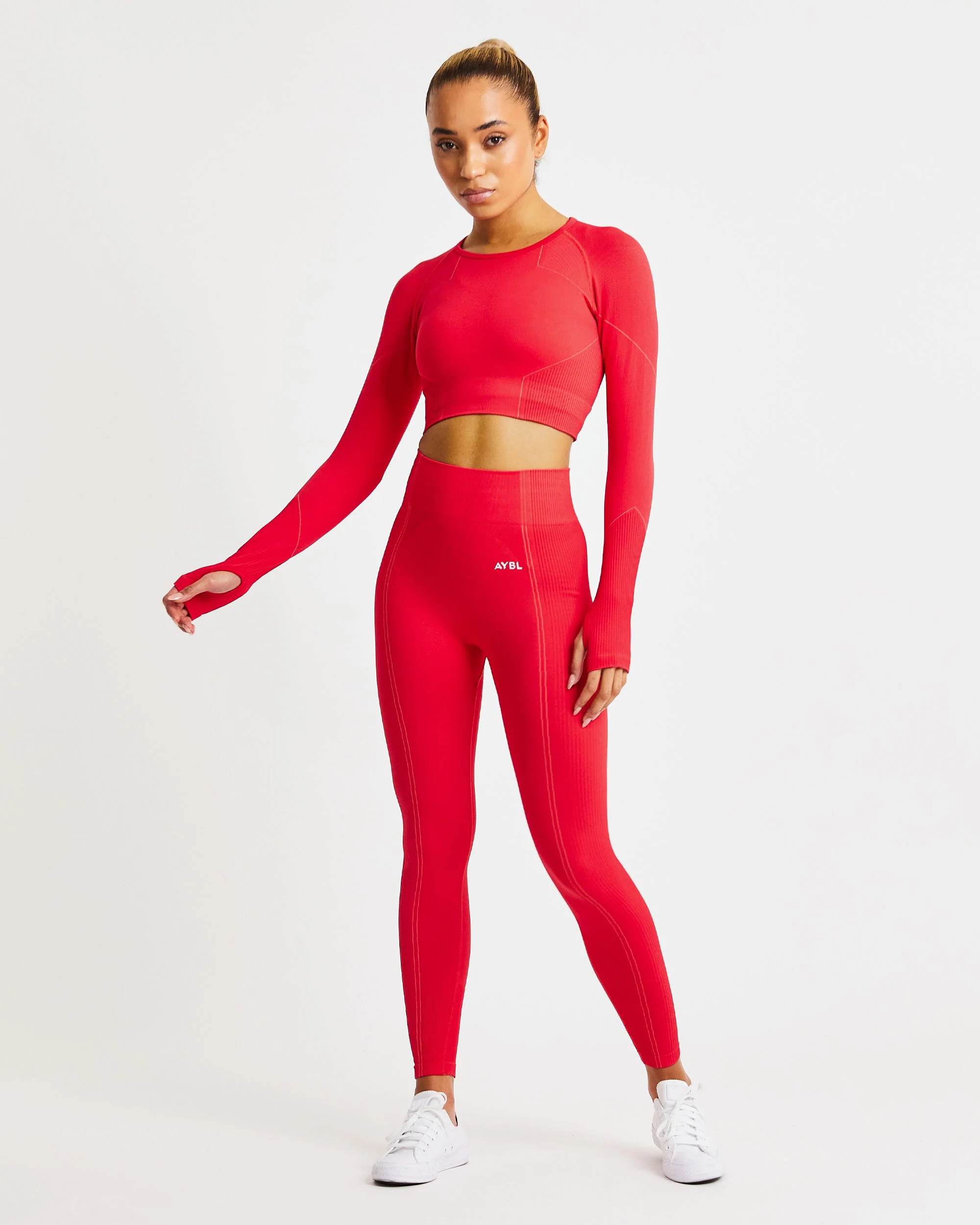 Reflex Seamless Long Sleeve Crop Top - Rouge - Image 3