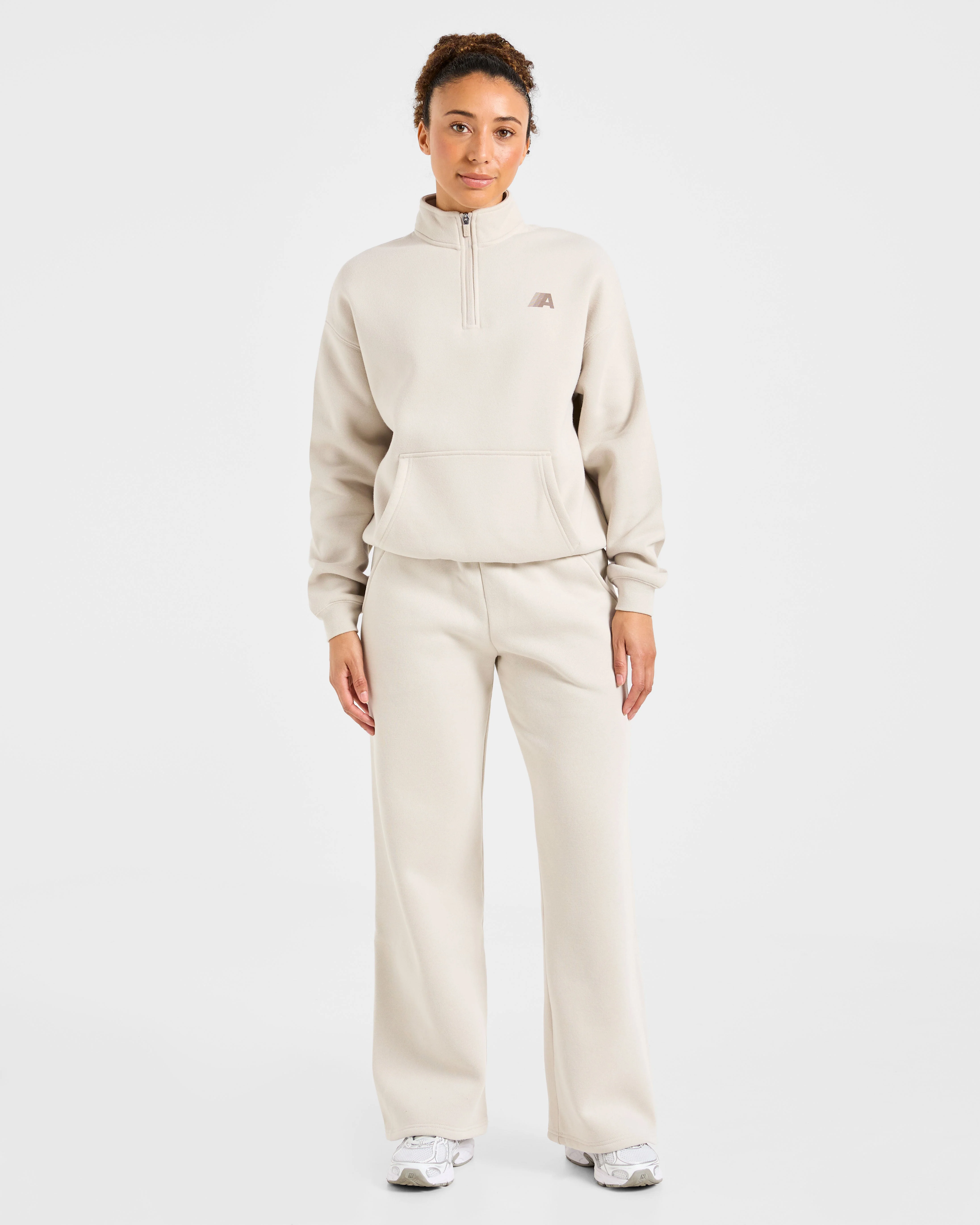 Retro Athletics Oversized 1/4 Zip Pullover - Sand - Image 3
