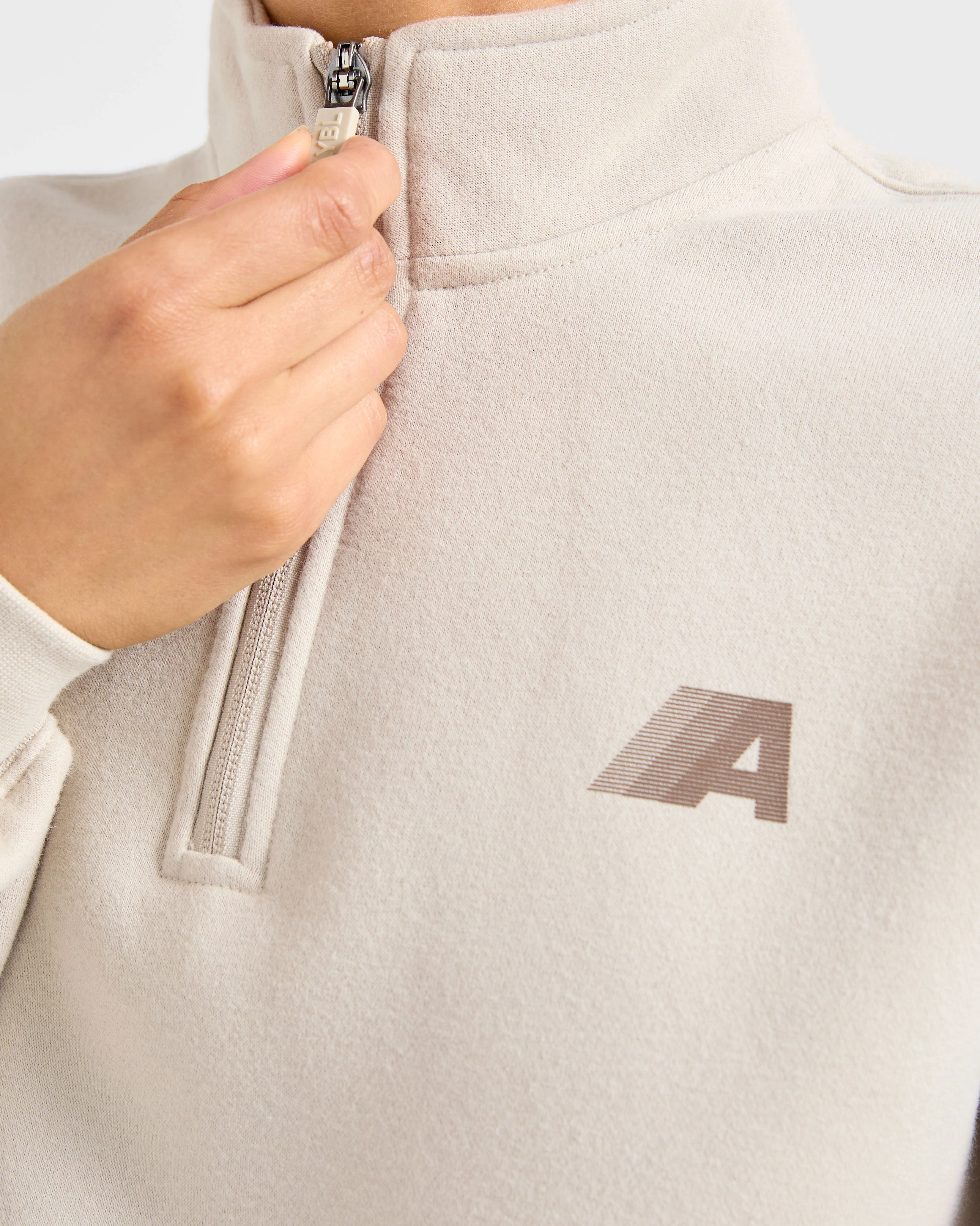 Retro Athletics Oversized 1/4 Zip Pullover - Sand - Image 5