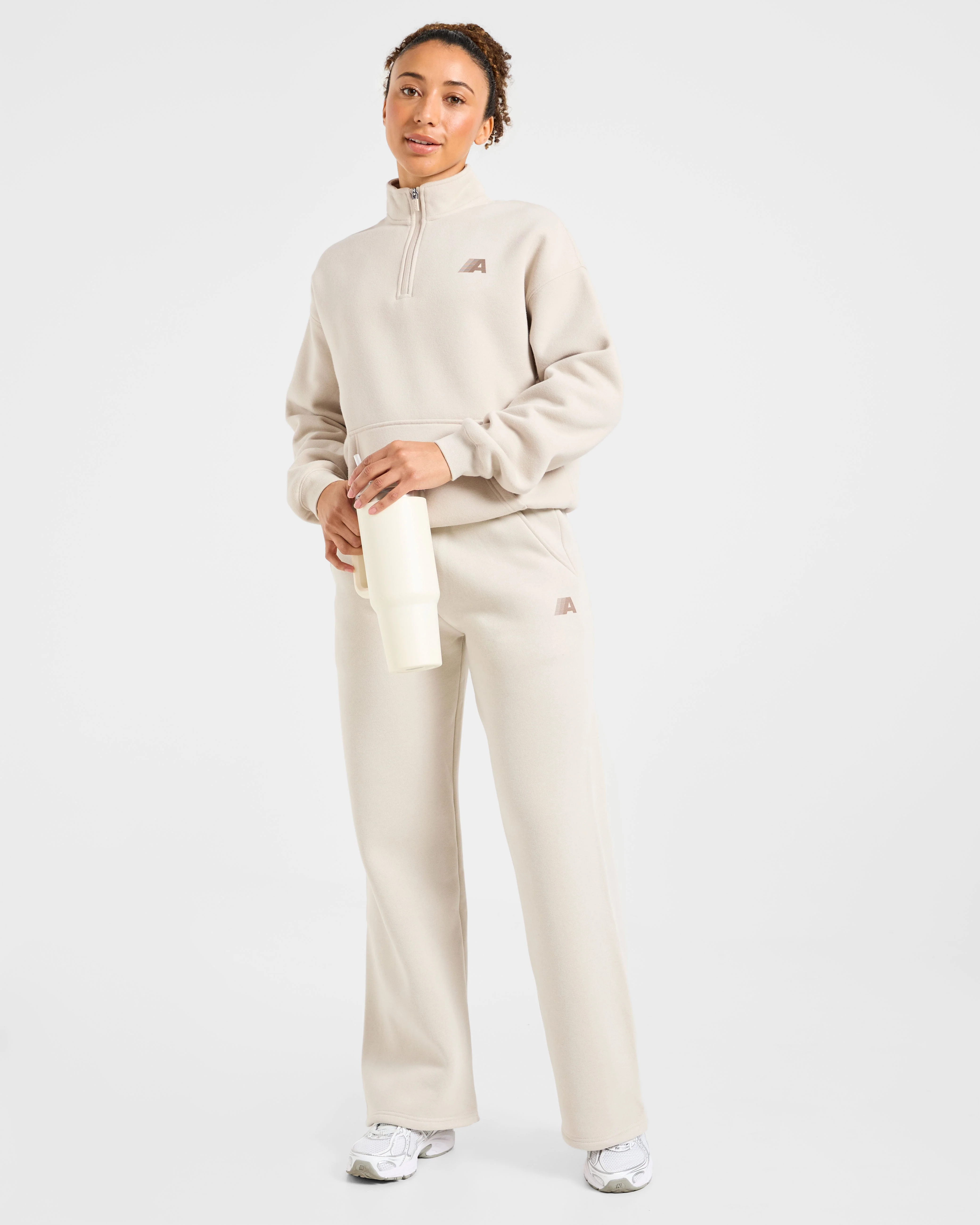 Retro Athletics Oversized 1/4 Zip Pullover - Sand - Image 7