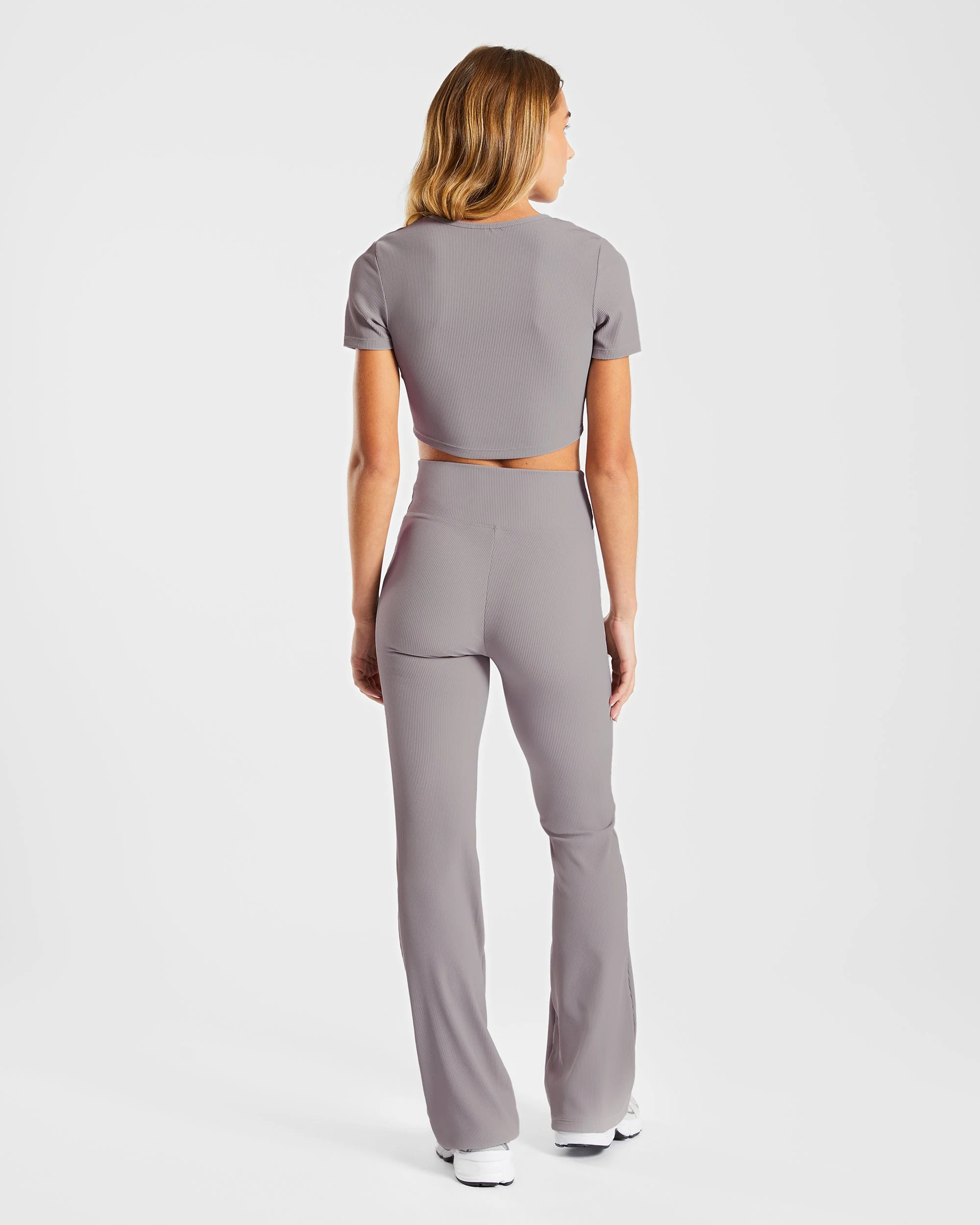Sculpt Ribbed Crop Top - Fog Gris - Image 4