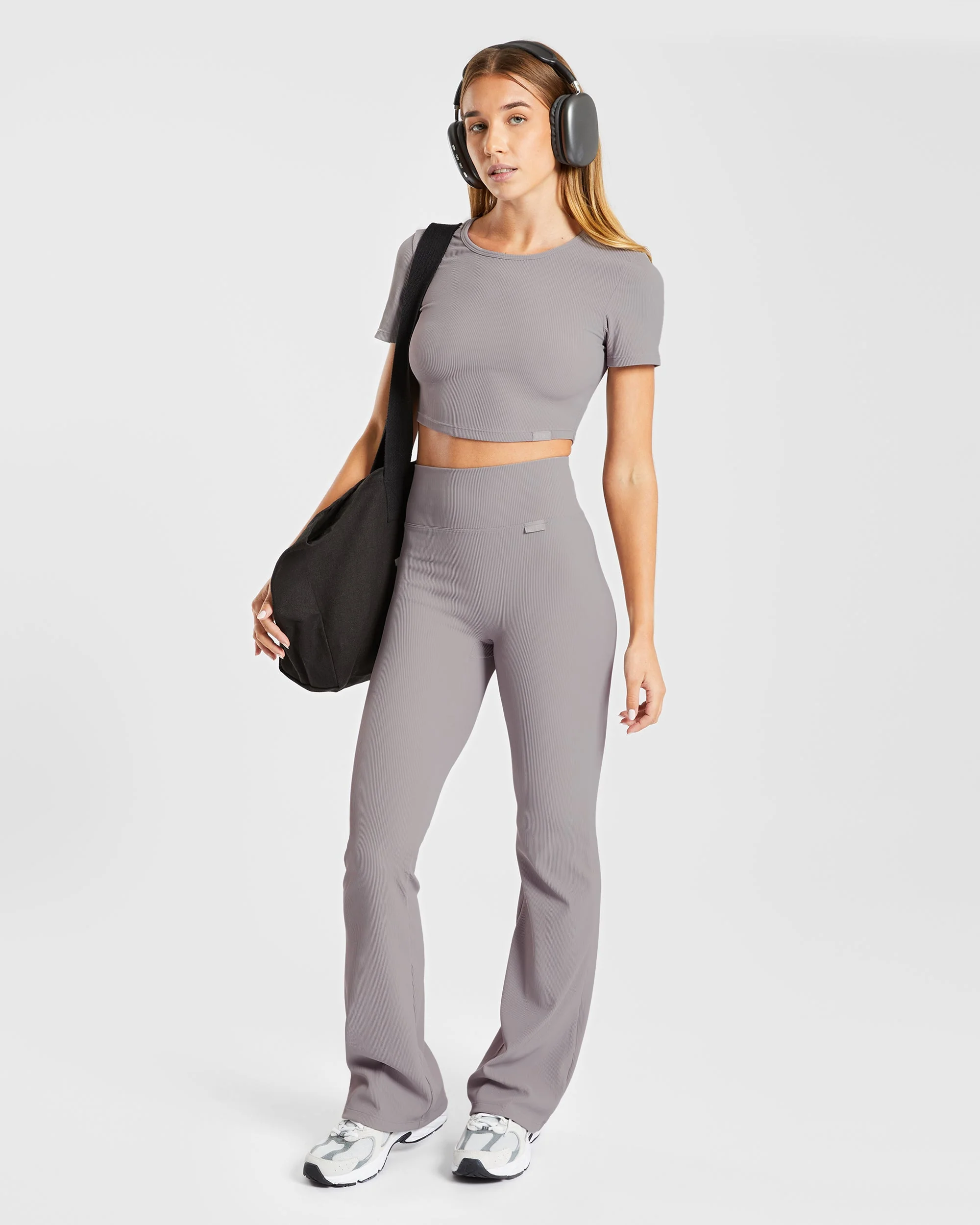 Sculpt Ribbed Crop Top - Fog Gris - Image 6