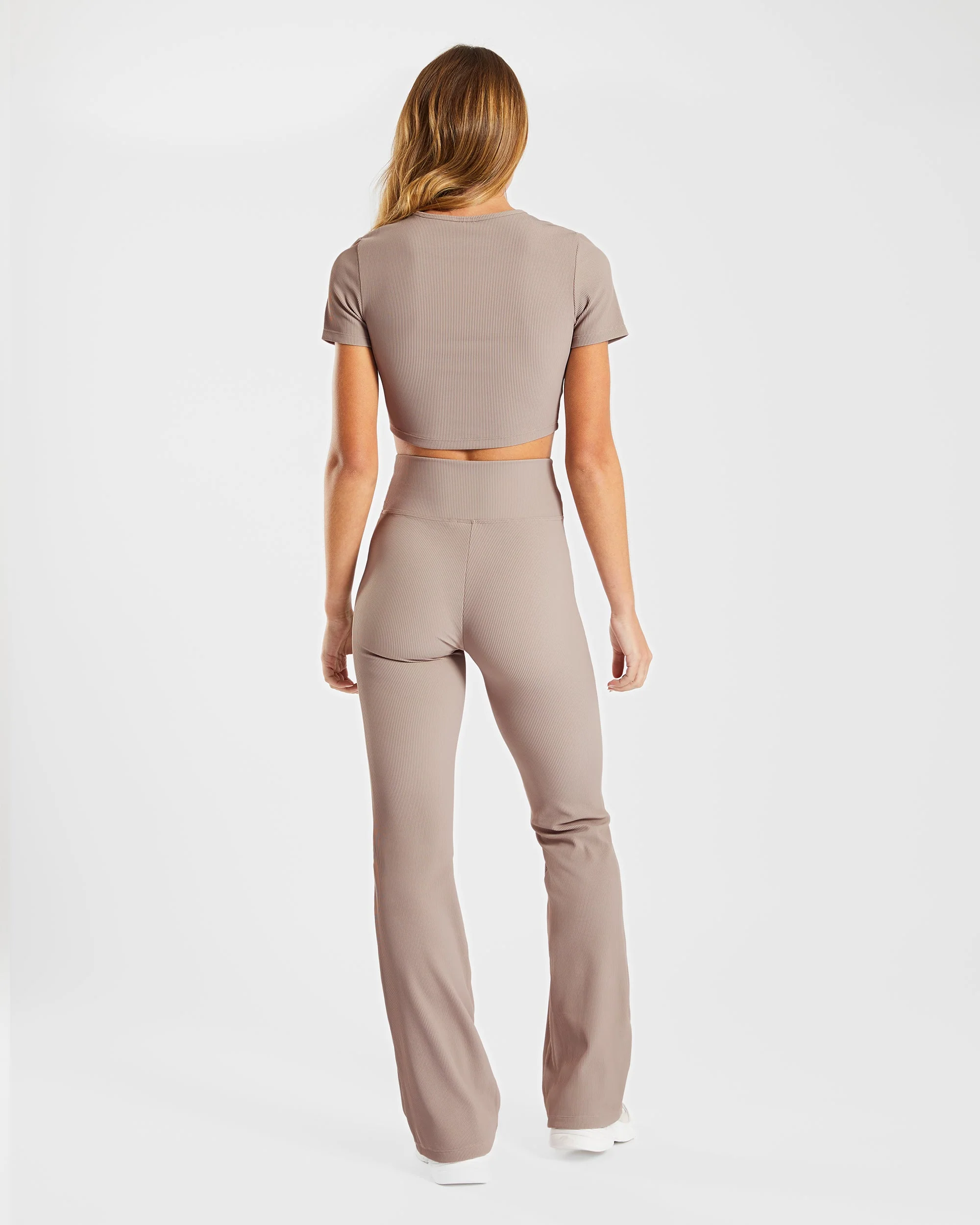 Sculpt Ribbed Crop Top - Taupe - Image 4
