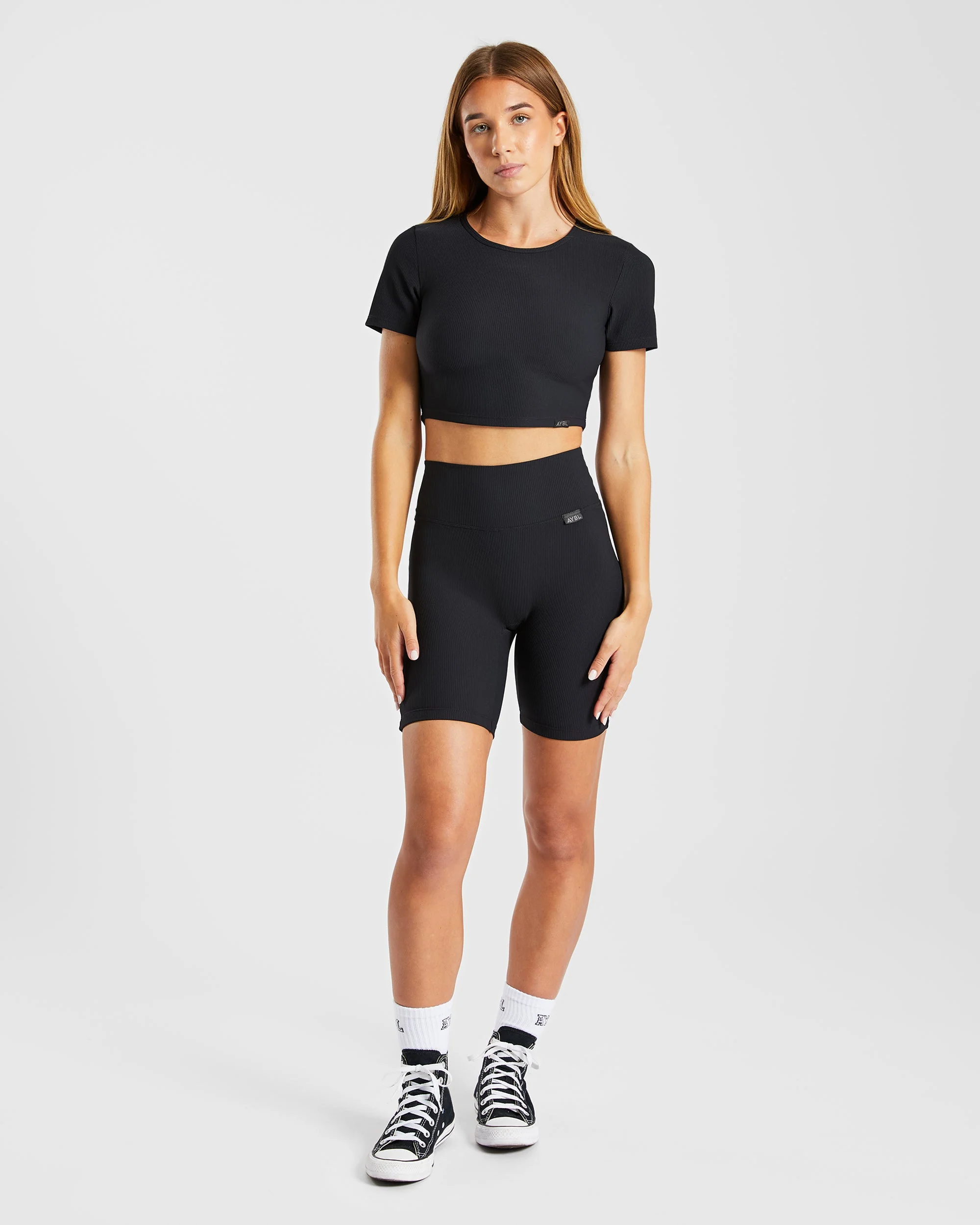 Sculpt Ribbed Cycling Shorts - Noir - Image 3