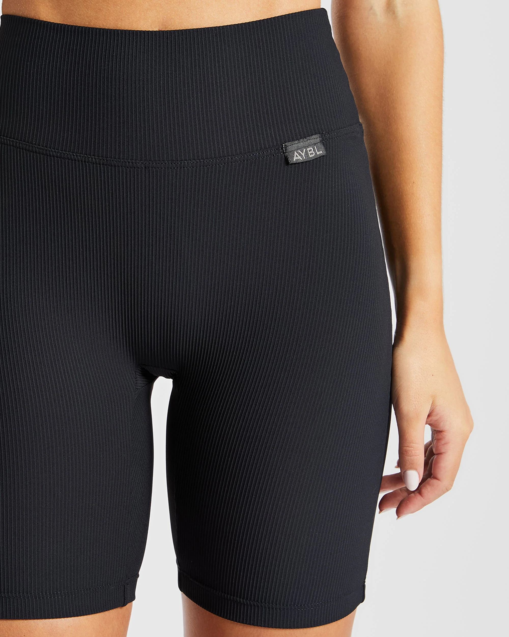 Sculpt Ribbed Cycling Shorts - Noir - Image 5