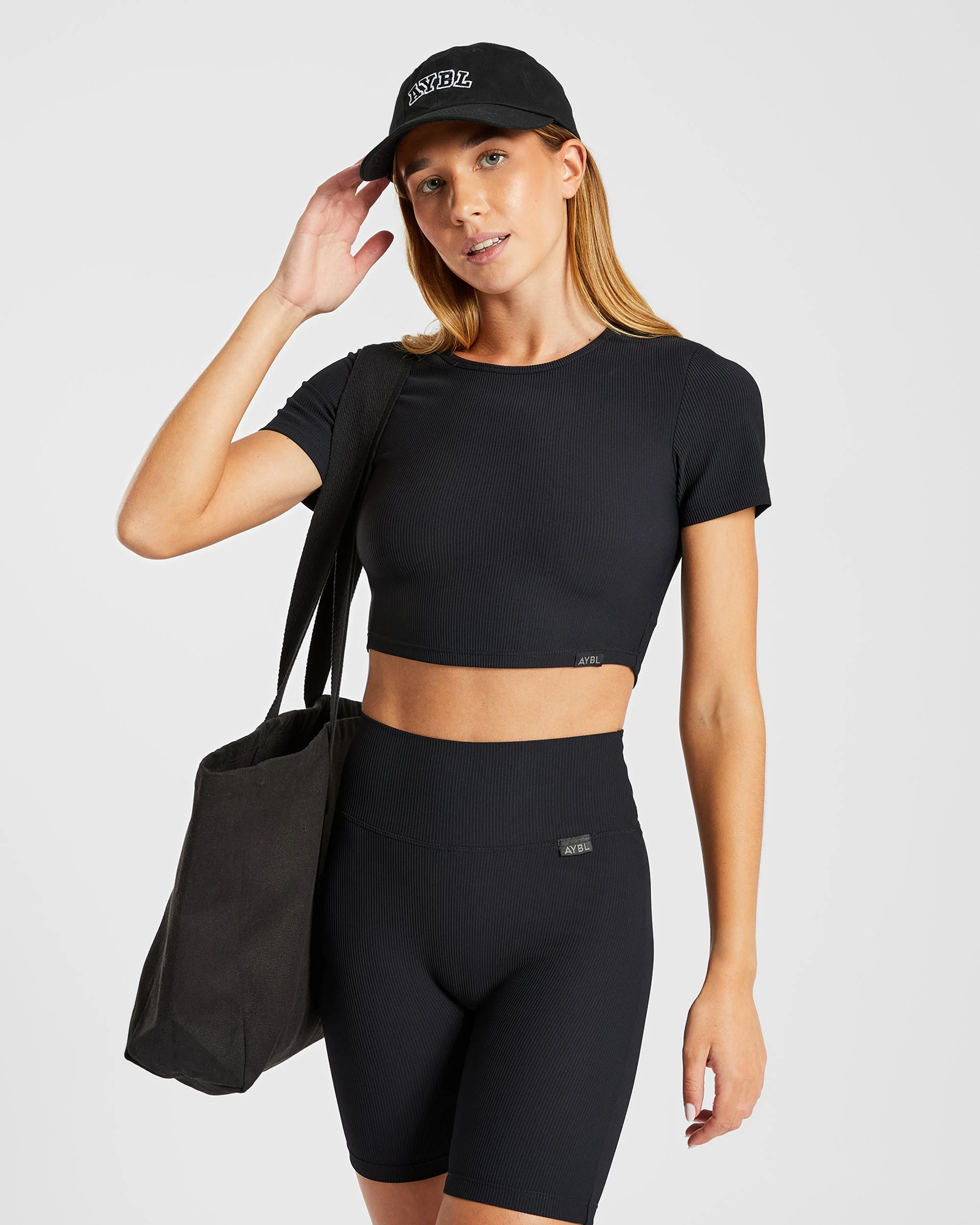 Sculpt Ribbed Cycling Shorts - Noir - Image 7