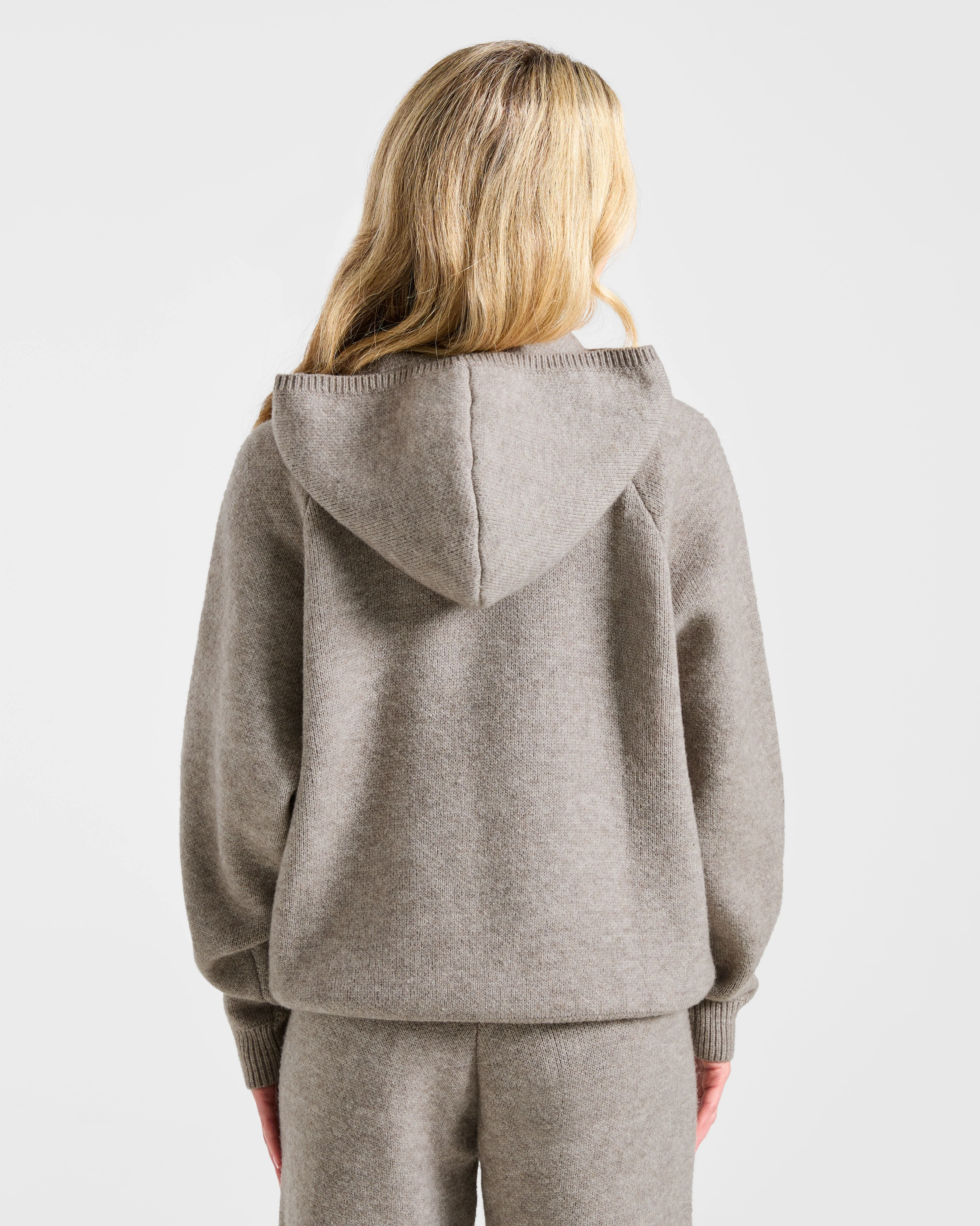 Soft Oversized Knitted Hoodie - Marron Marl - Image 2
