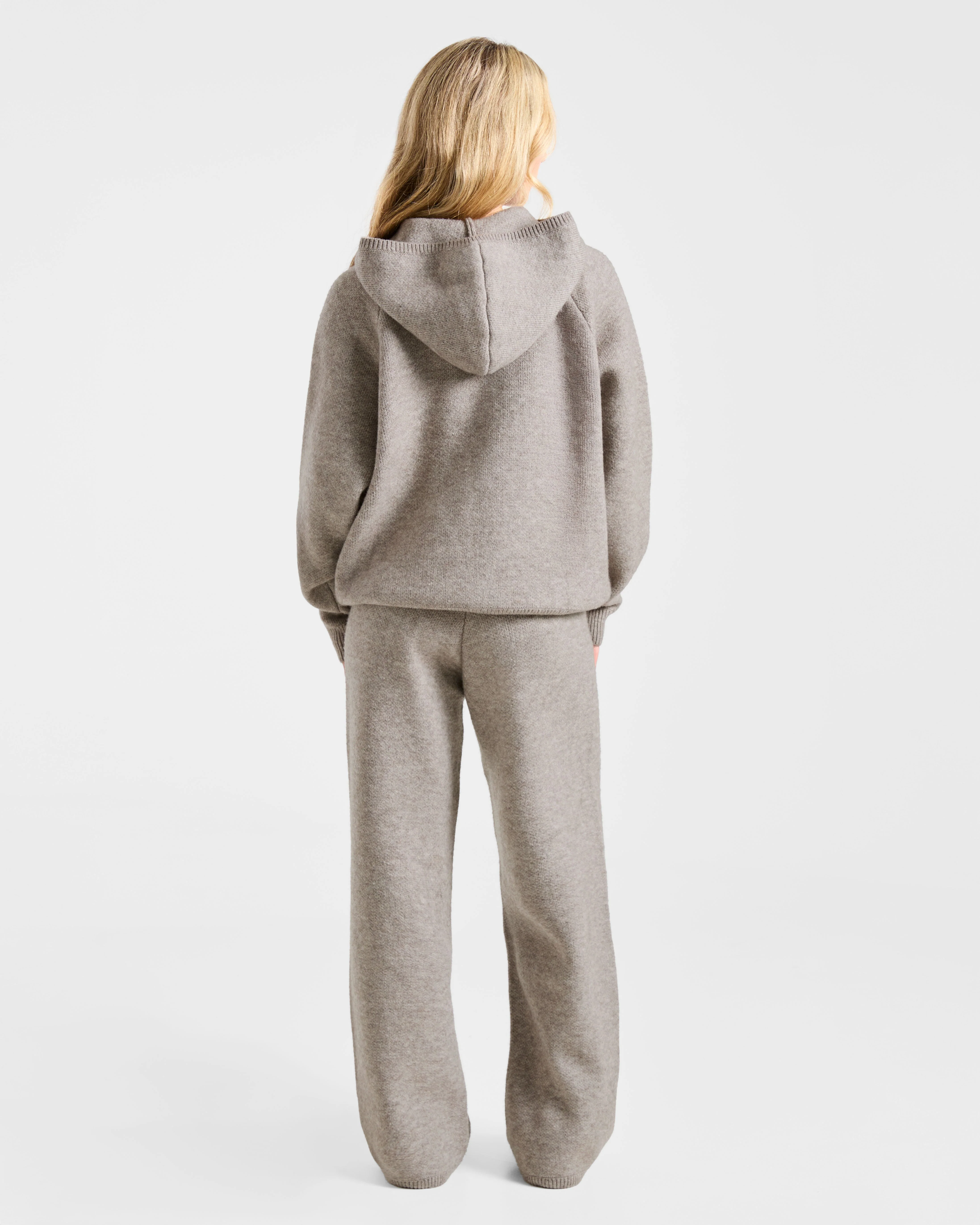 Soft Oversized Knitted Hoodie - Marron Marl - Image 4
