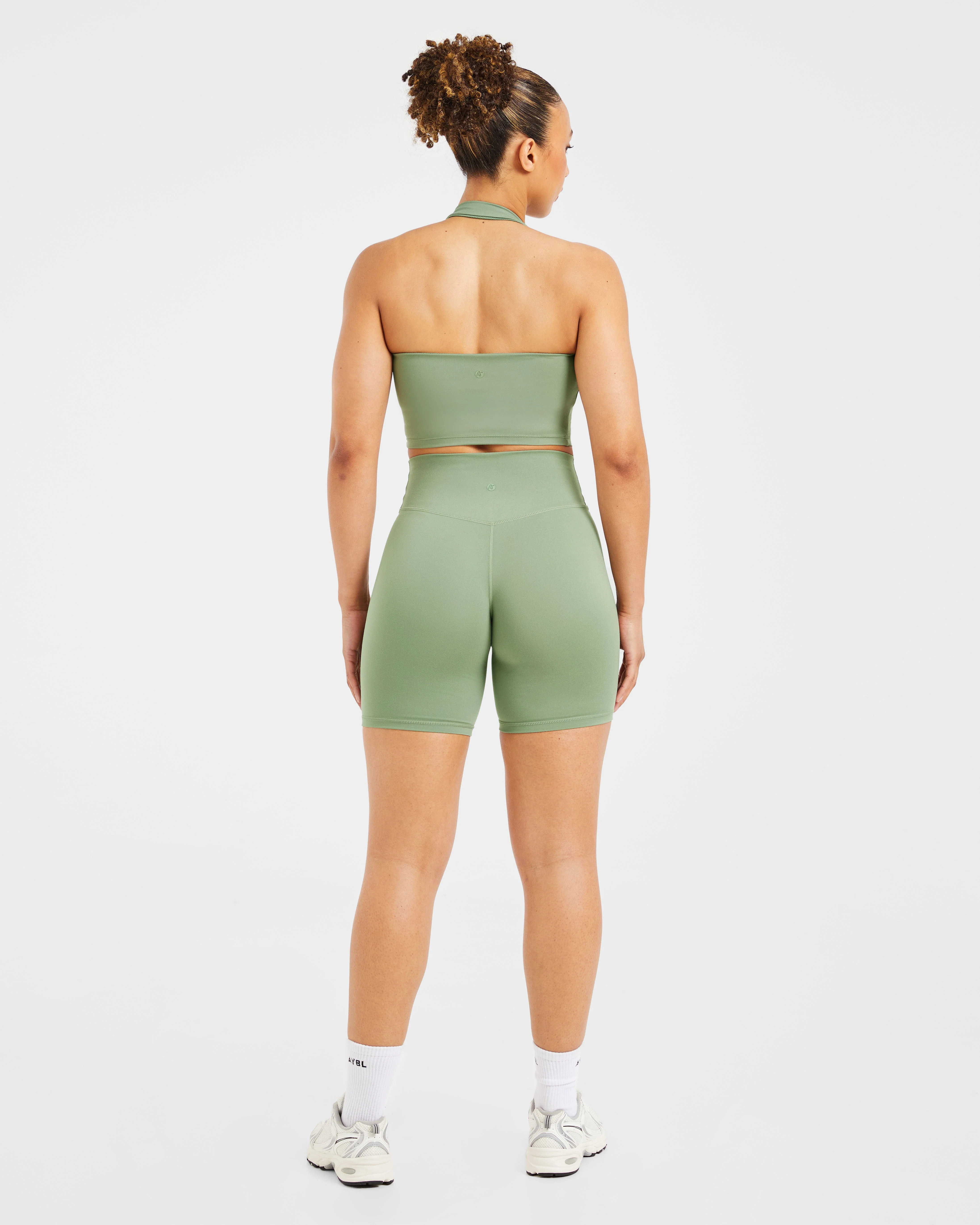 Staple Halterneck Crop Top - Olive Vert - Image 4