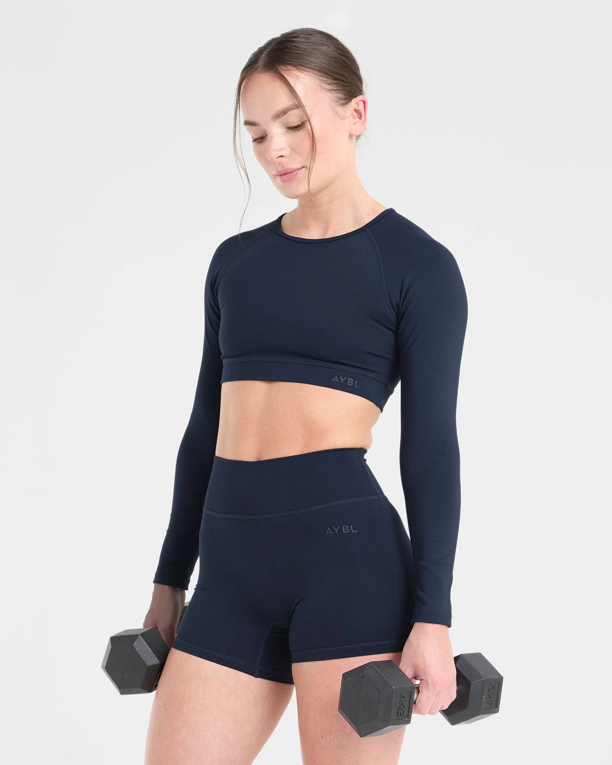 Staple Long Sleeve Crop Top - Navy - Image 8