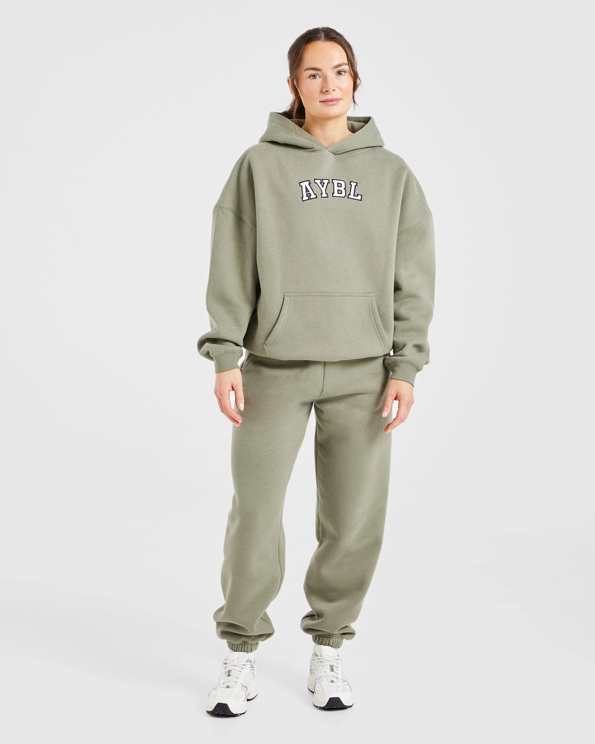 Varsity Embroidered Oversized Joggers - Muted Olive - Image 3