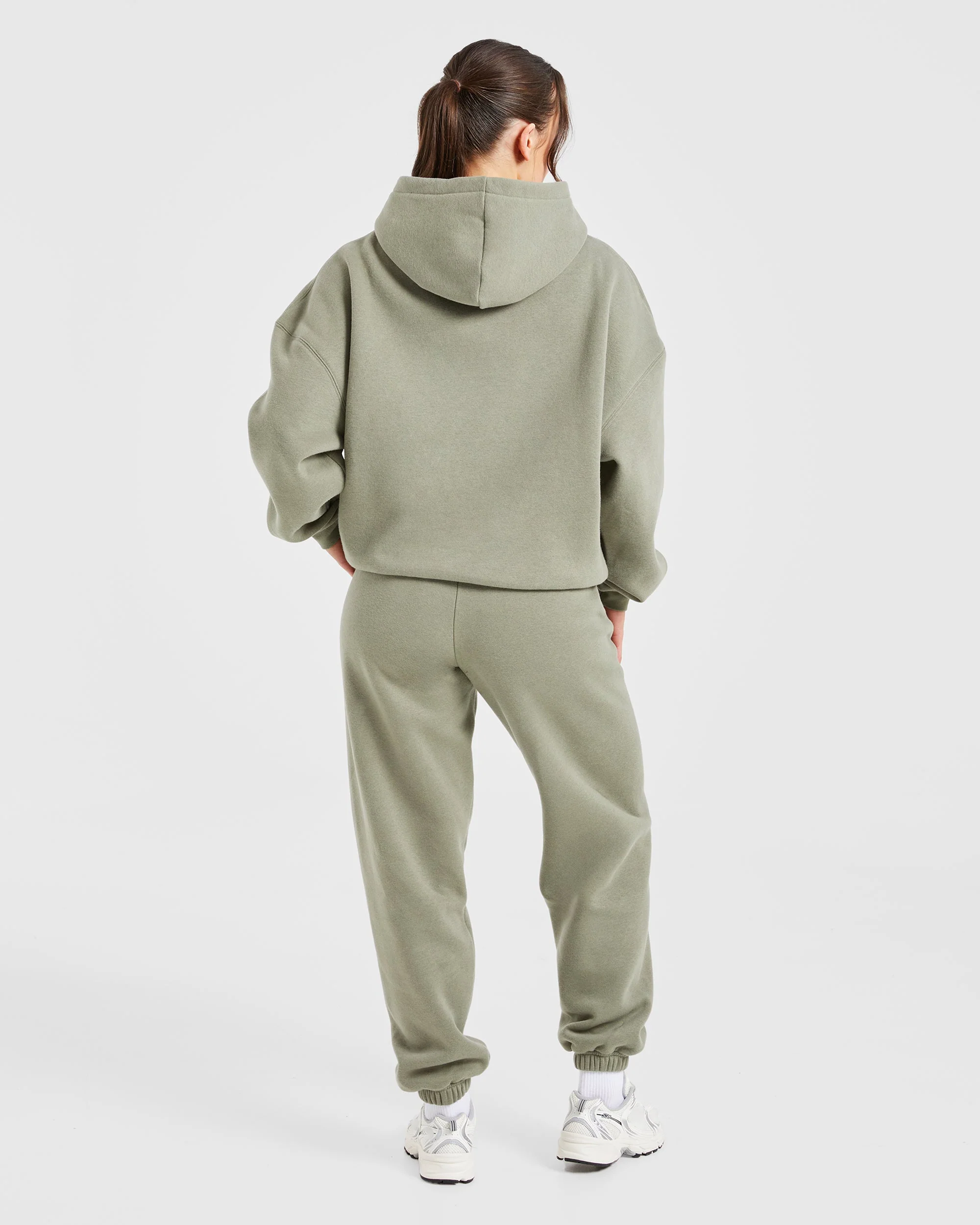 Varsity Embroidered Oversized Joggers - Muted Olive - Image 4